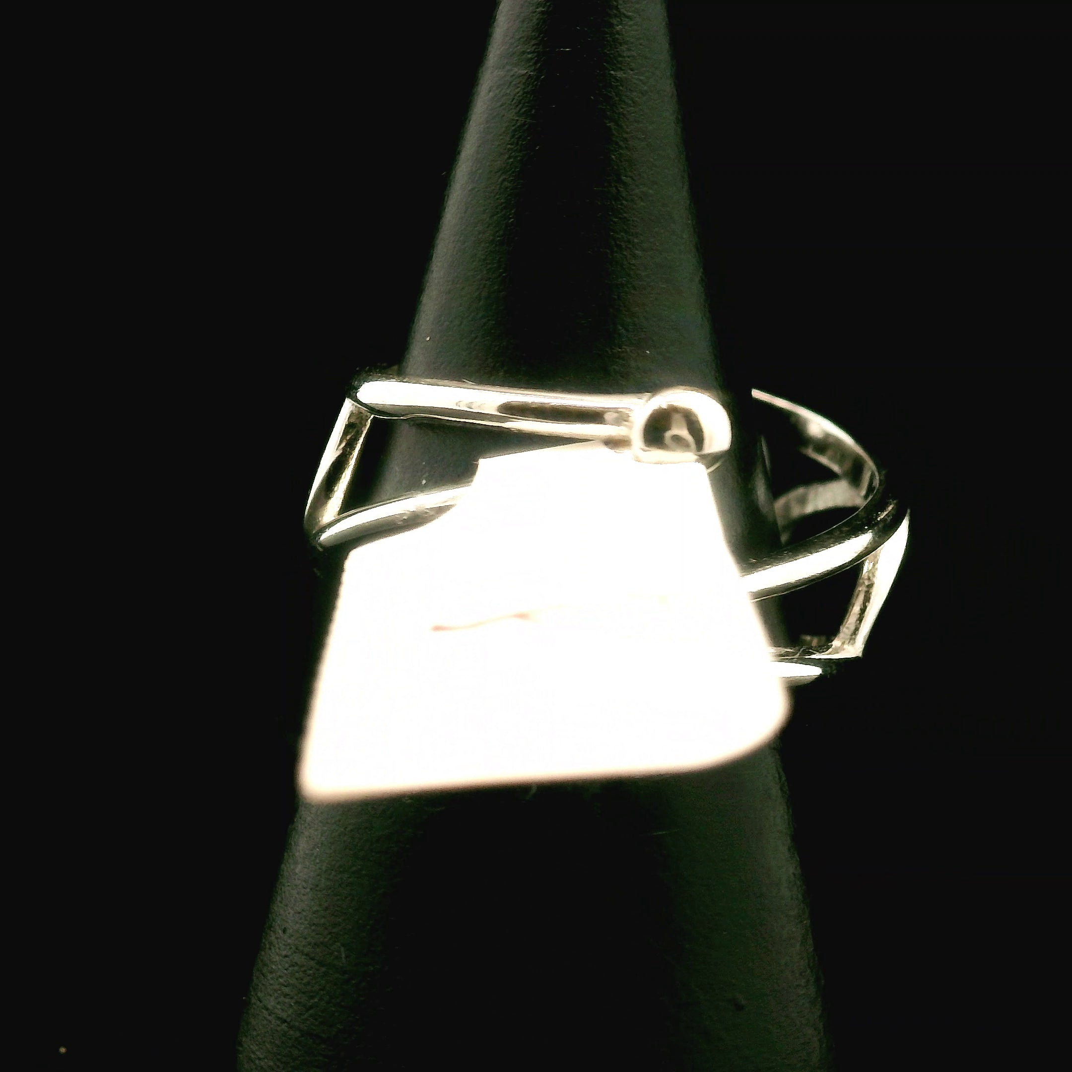 Pollucite Cuff Ring 925 Silver for Good Luck, Protection and Connection to Source