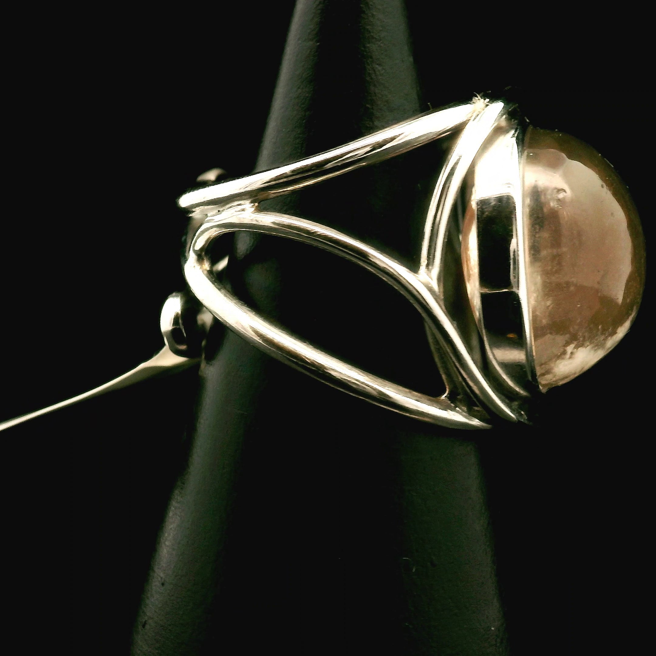 Manifestation Quartz Cuff Ring .925 Silver for Clarity, Mental & Emotional Strength