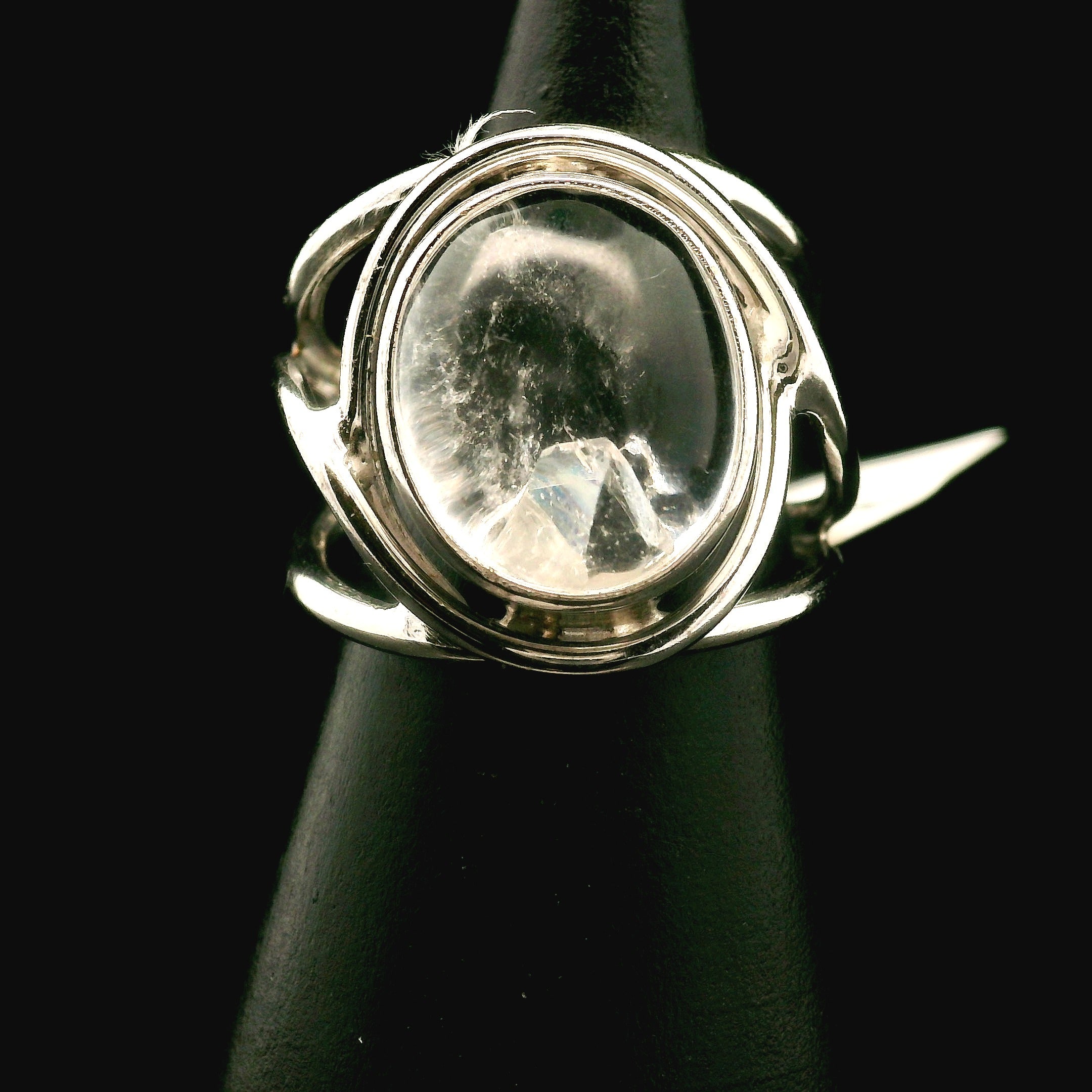 Manifestation Quartz Cuff Ring .925 Silver for Clarity, Mental & Emotional Strength