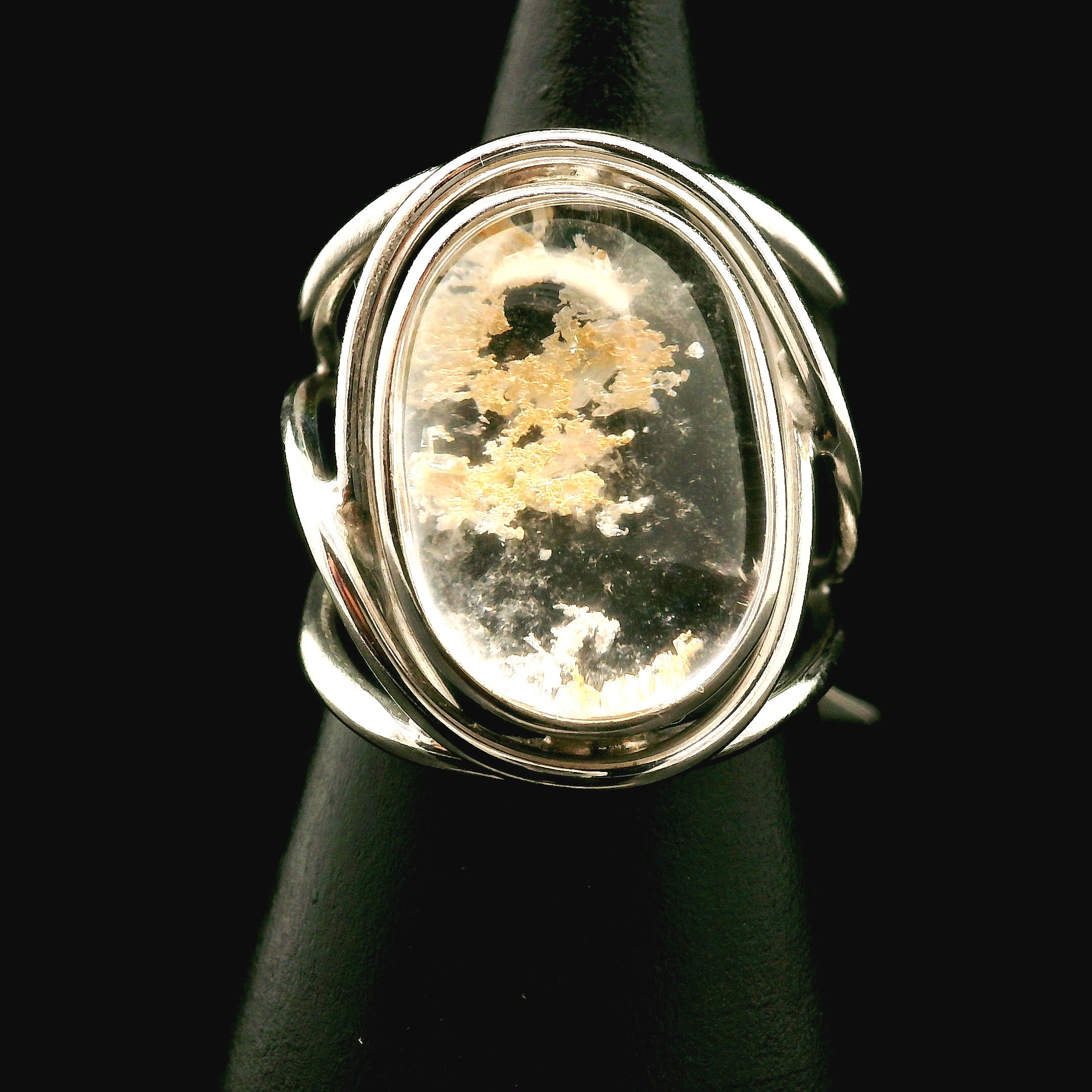 Manifestation Quartz Cuff Ring .925 Silver for Clarity, Mental & Emotional Strength