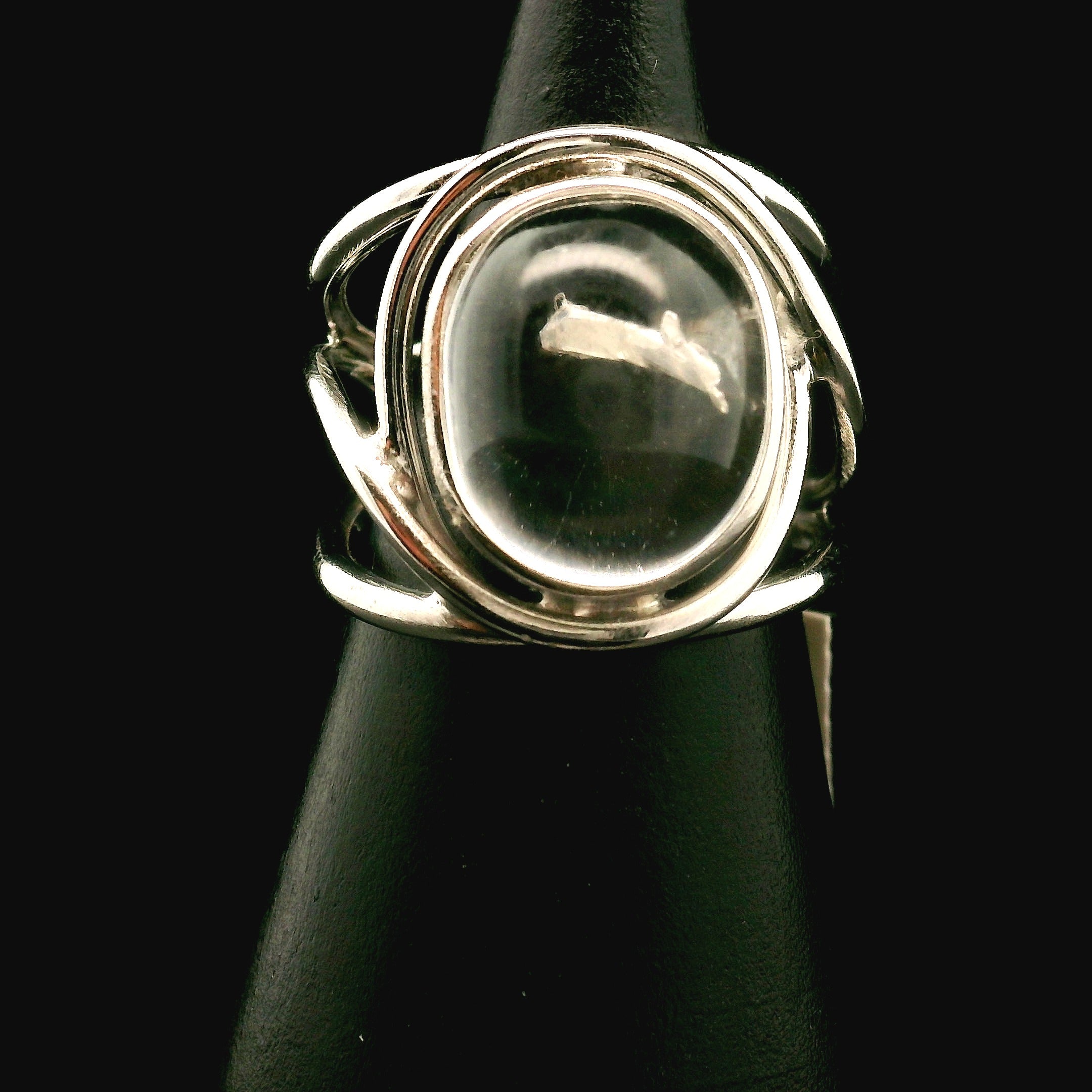 Manifestation Quartz Cuff Ring .925 Silver for Clarity, Mental & Emotional Strength