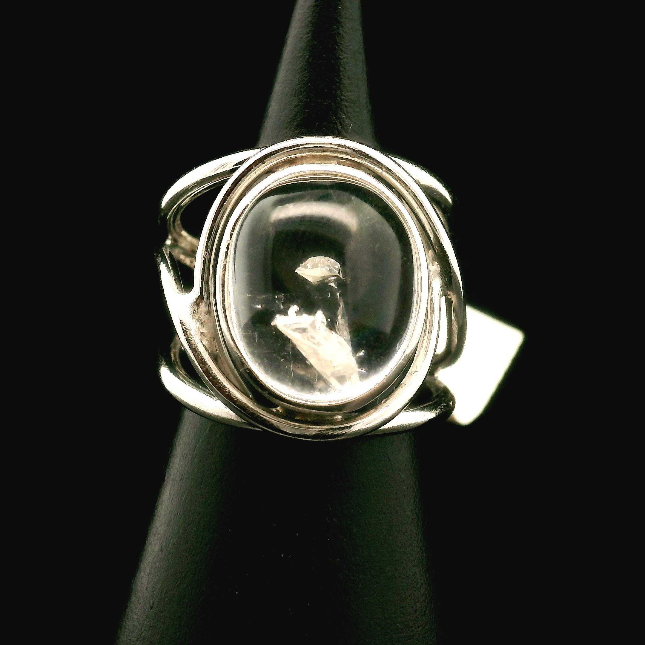 Manifestation Quartz Cuff Ring .925 Silver for Clarity, Mental & Emotional Strength