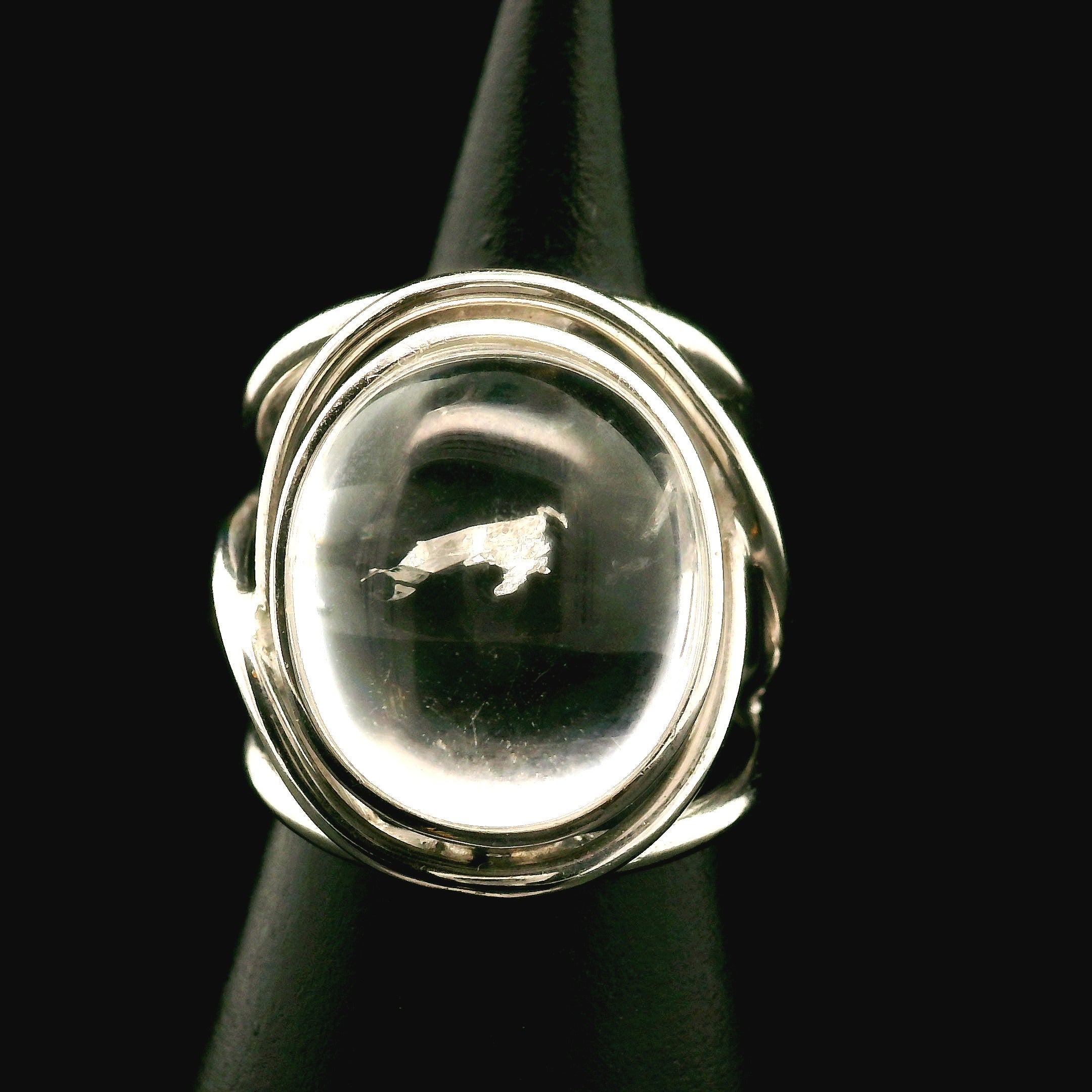 Manifestation Quartz Cuff Ring .925 Silver for Clarity, Mental & Emotional Strength