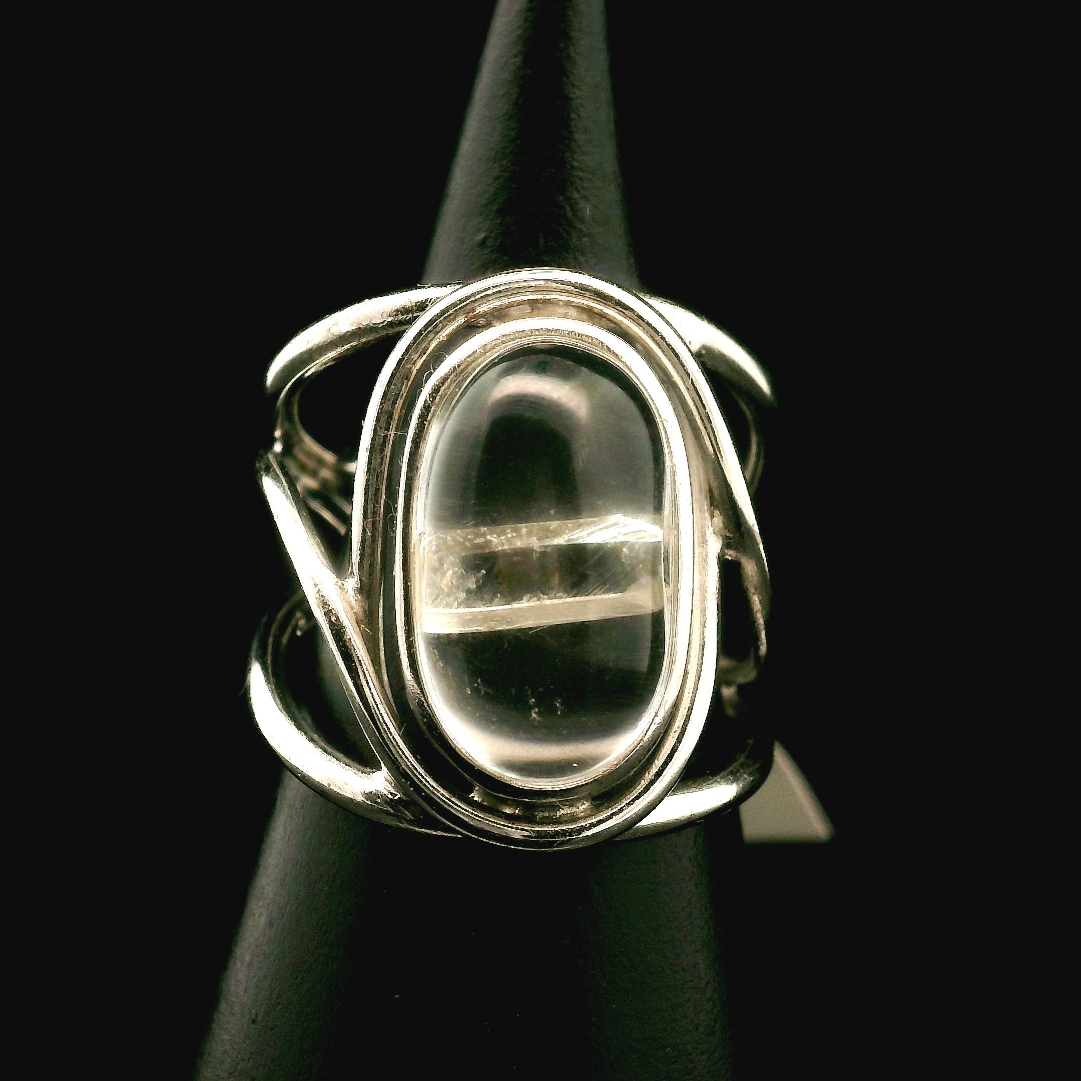 Manifestation Quartz Cuff Ring .925 Silver for Clarity, Mental & Emotional Strength