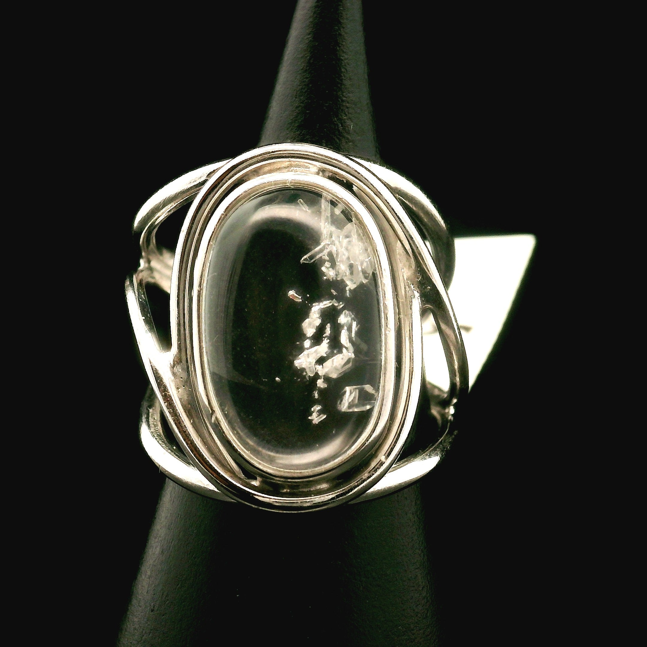 Manifestation Quartz Cuff Ring .925 Silver for Clarity, Mental & Emotional Strength