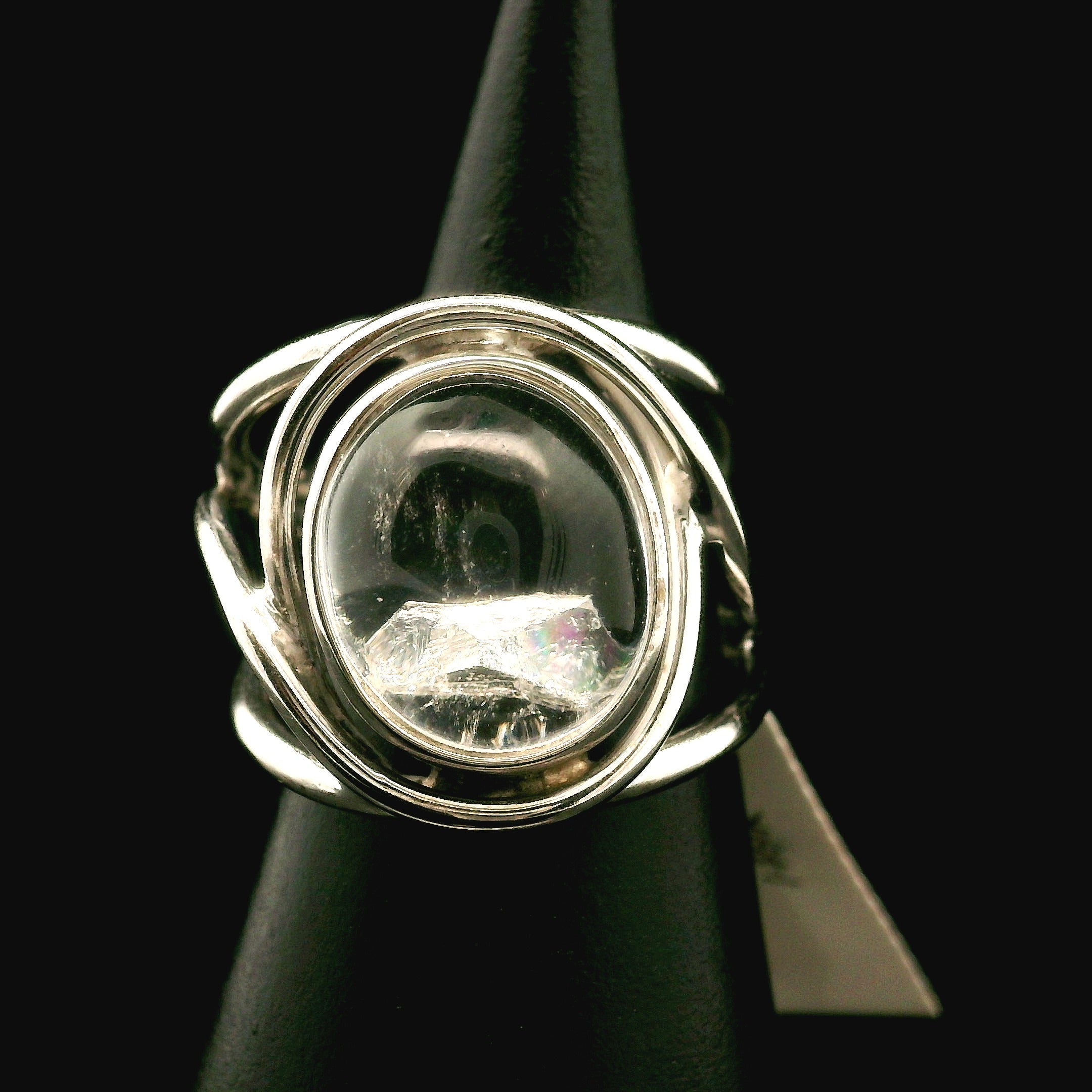 Manifestation Quartz Cuff Ring .925 Silver for Clarity, Mental & Emotional Strength