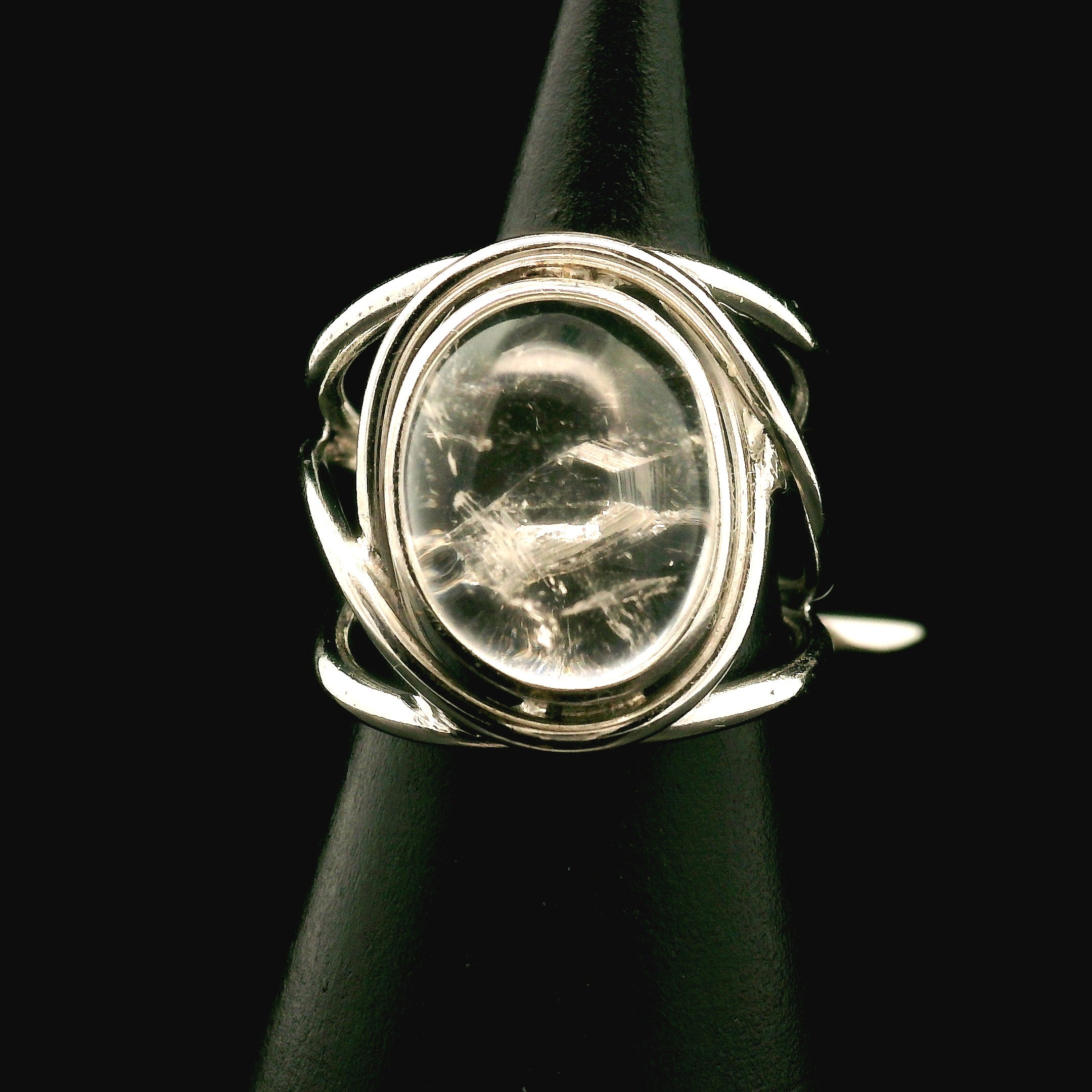 Manifestation Quartz Cuff Ring .925 Silver for Clarity, Mental & Emotional Strength