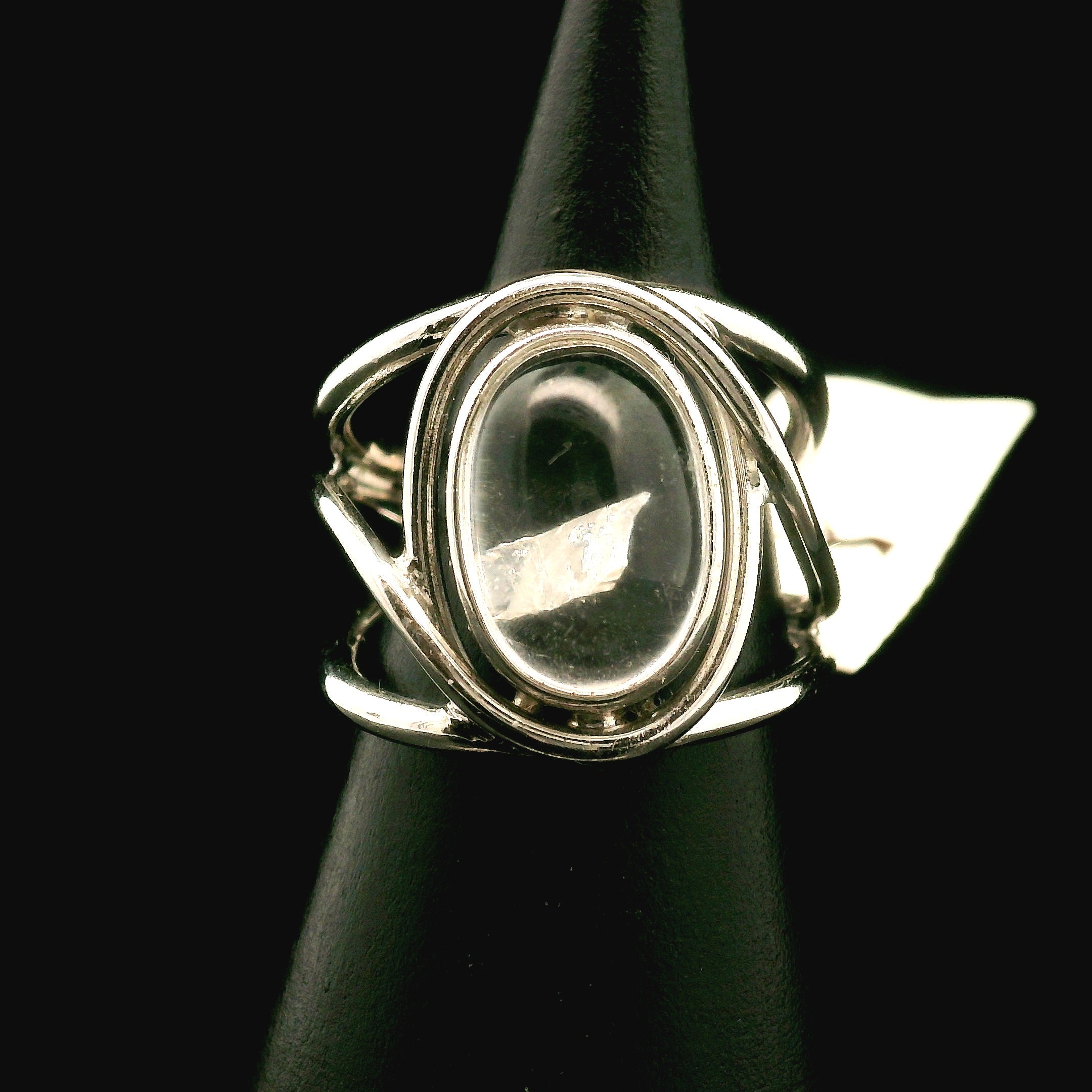 Manifestation Quartz Cuff Ring .925 Silver for Clarity, Mental & Emotional Strength
