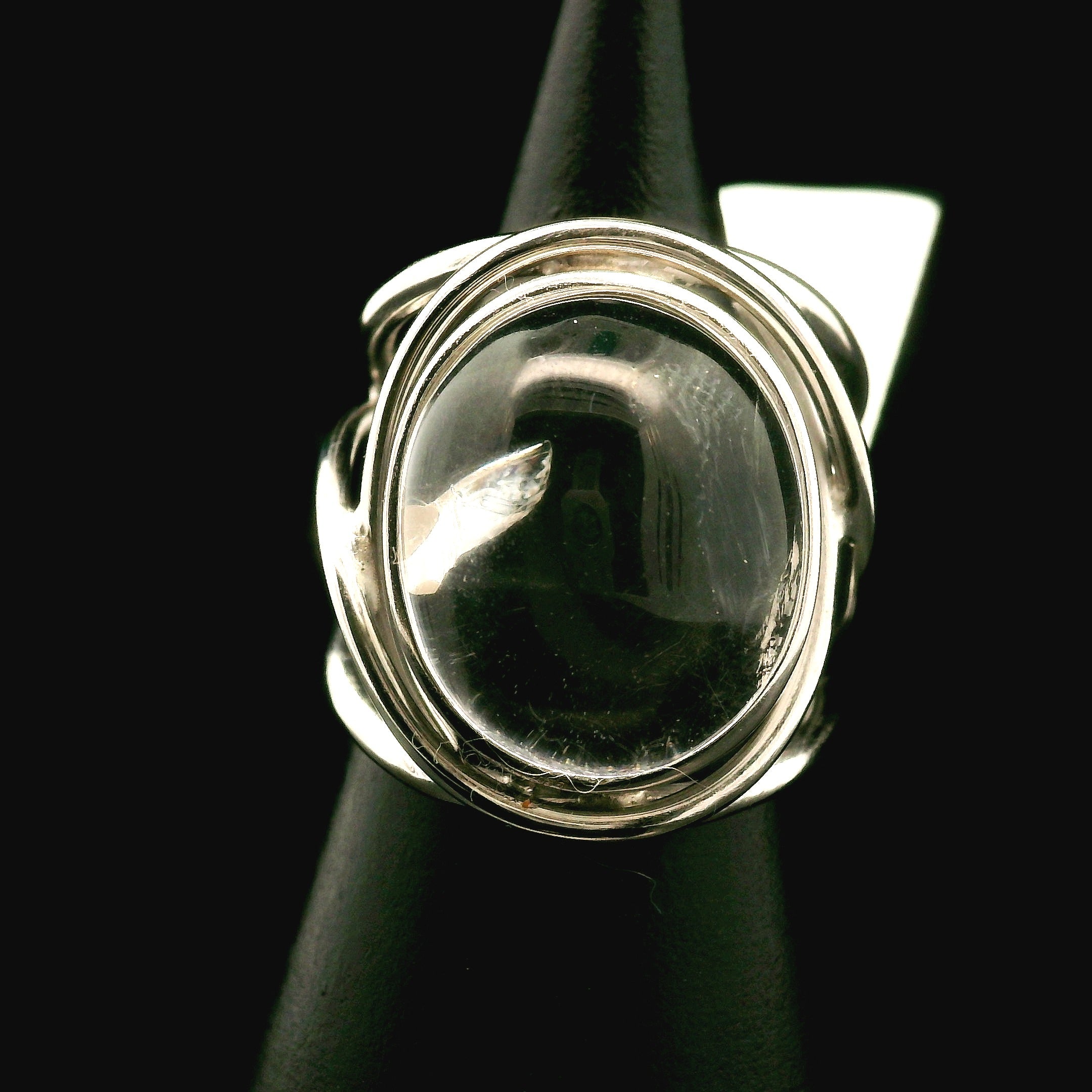 Manifestation Quartz Cuff Ring .925 Silver for Clarity, Mental & Emotional Strength