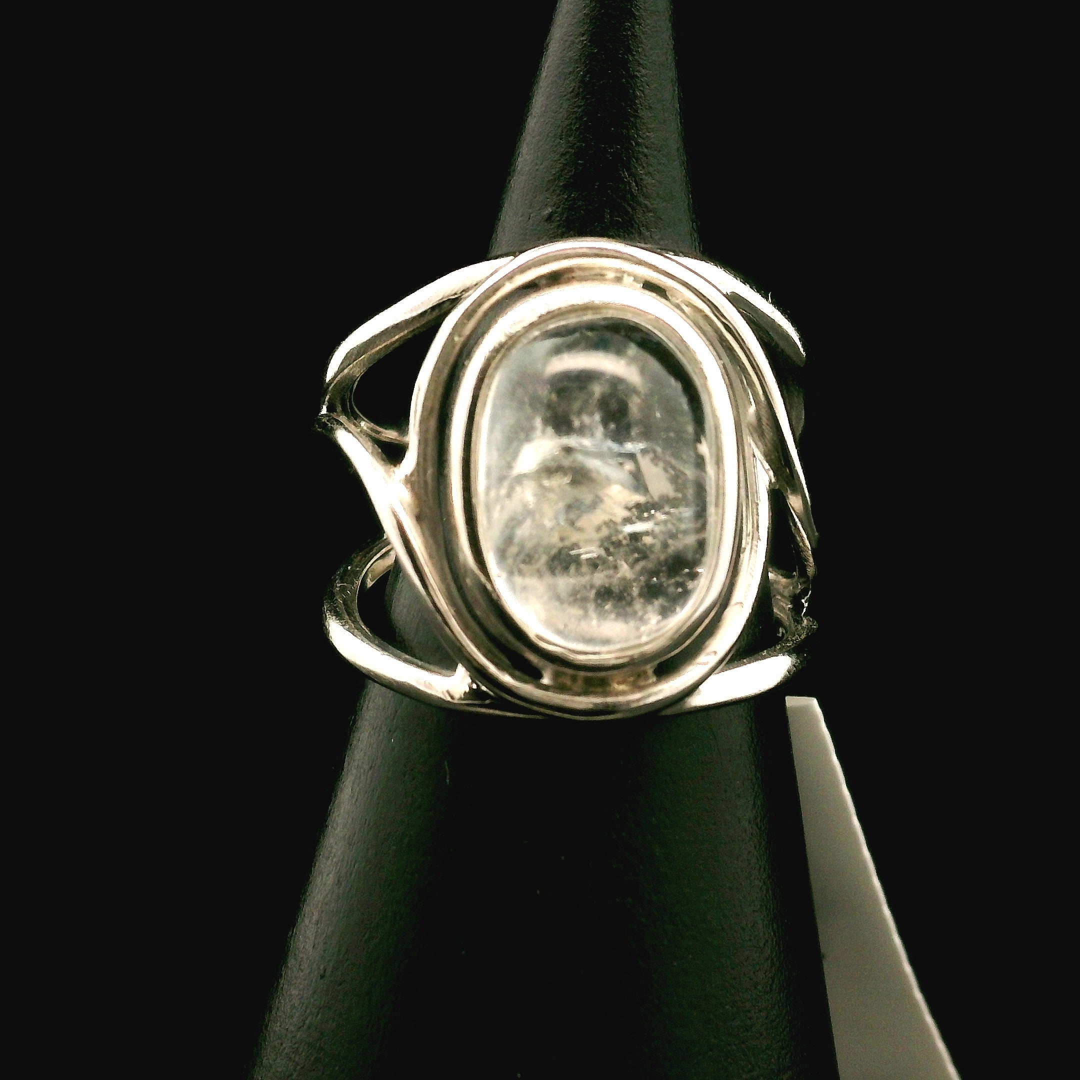 Manifestation Quartz Cuff Ring .925 Silver for Clarity, Mental & Emotional Strength