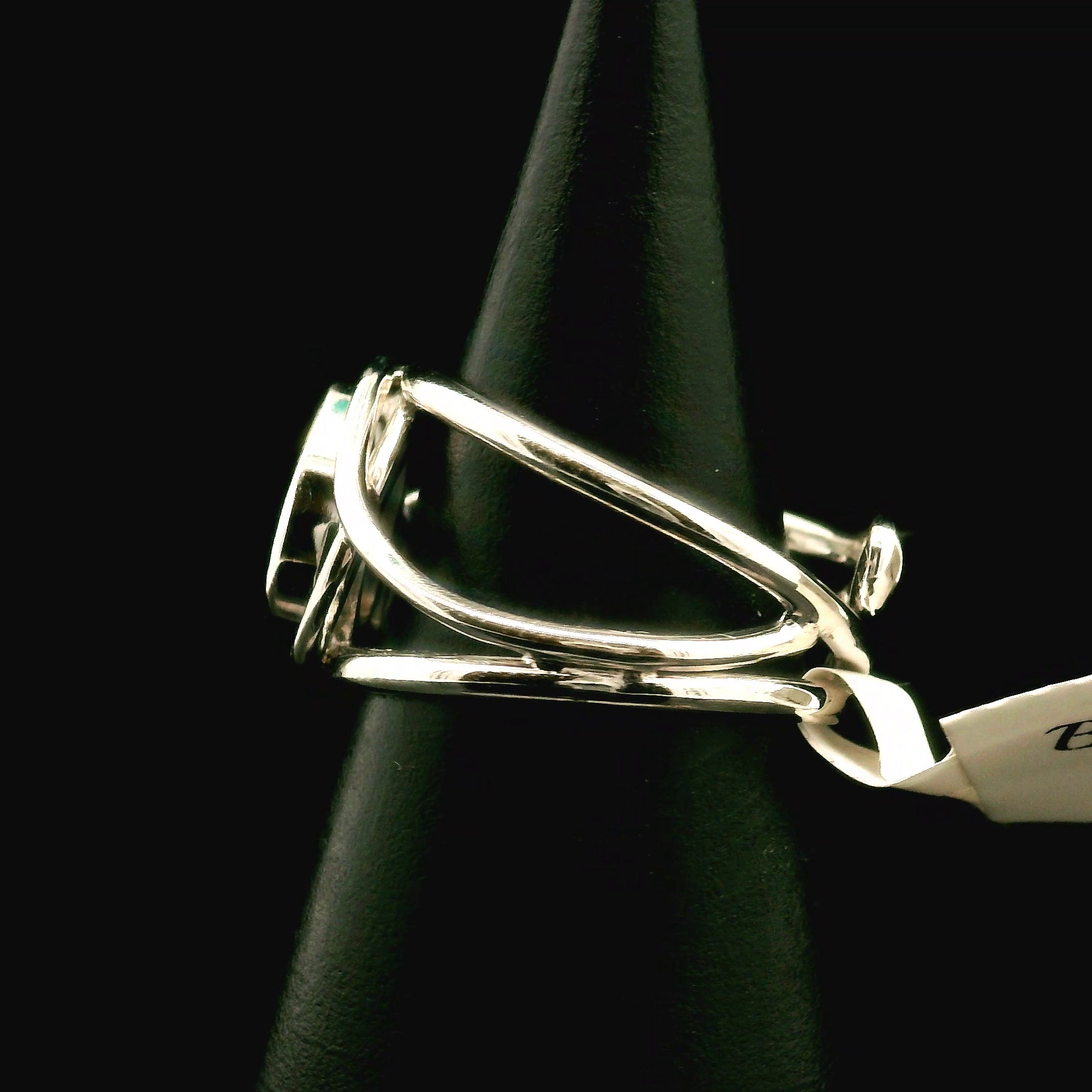 Black Opal Midi Cuff Ring .925 Silver for Good Luck, Protection and Joy