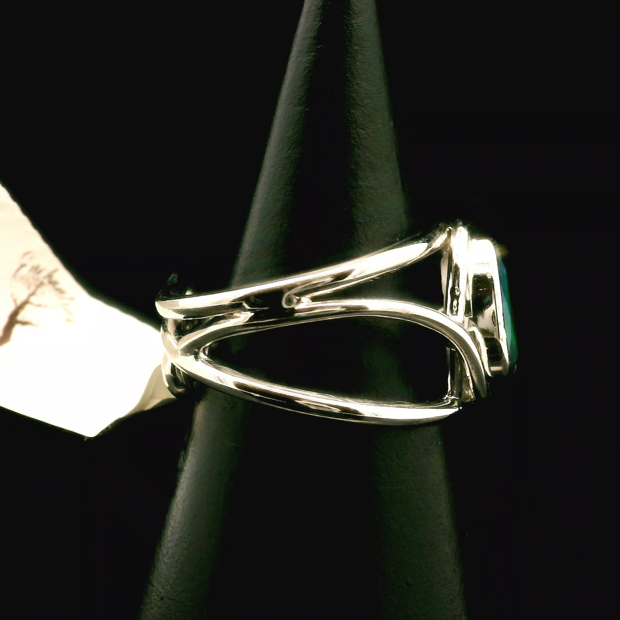 Black Opal Midi Cuff Ring .925 Silver for Good Luck, Protection and Joy