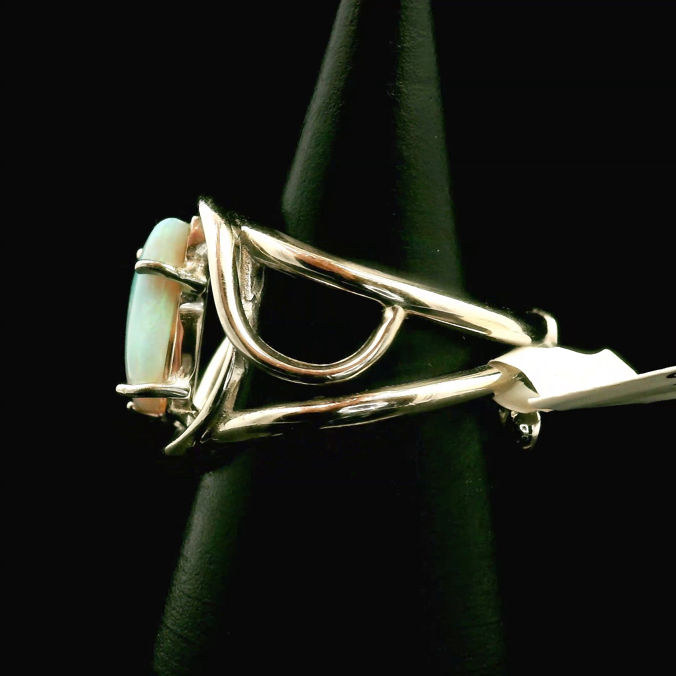 Ethiopian Opal Fantasy Cut Cuff Ring .925 Sterling Silver for Manifesting, Joy and Transformation