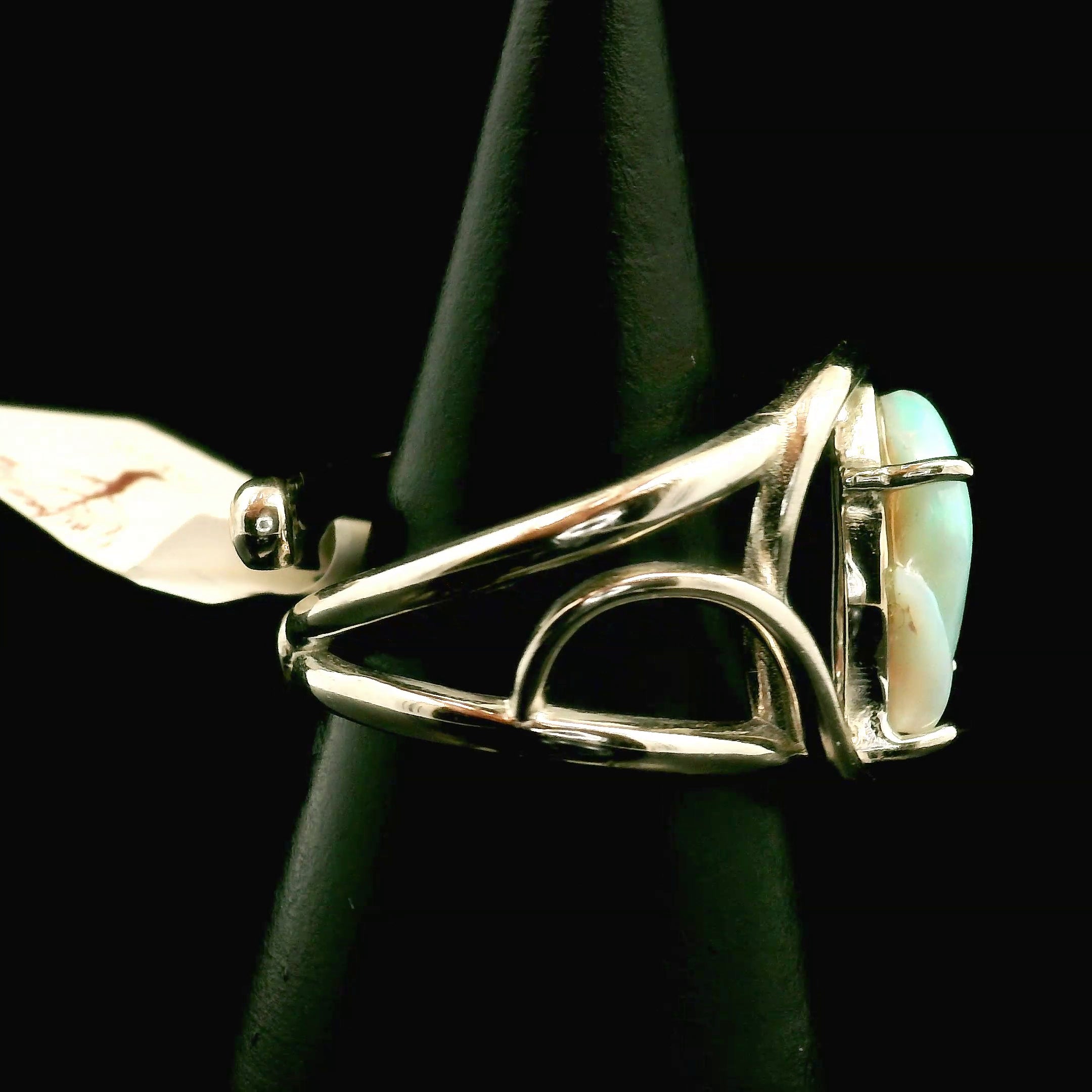 Ethiopian Opal Fantasy Cut Cuff Ring .925 Sterling Silver for Manifesting, Joy and Transformation