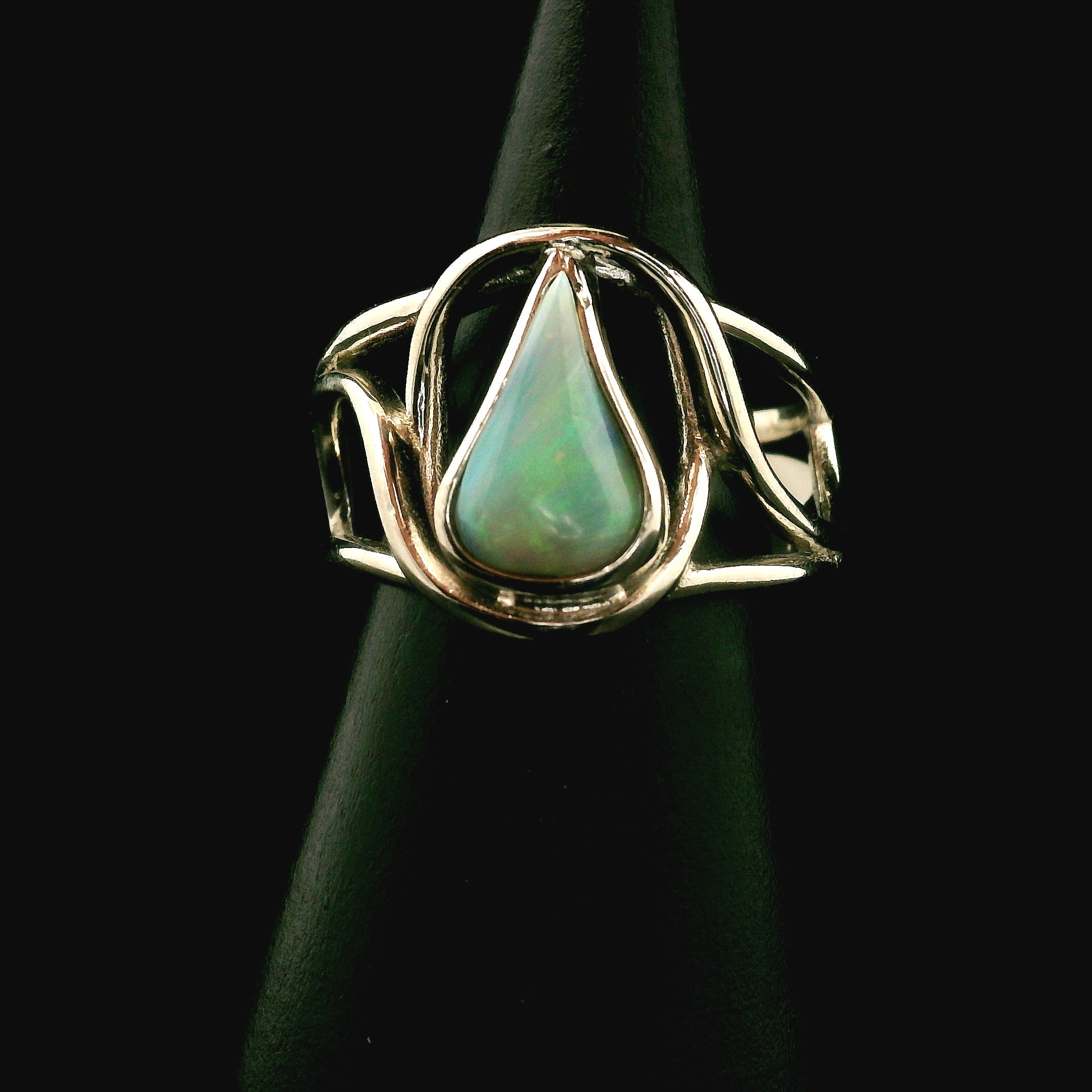 Ethiopian Opal Fantasy Cut Cuff Ring .925 Sterling Silver for Manifesting, Joy and Transformation