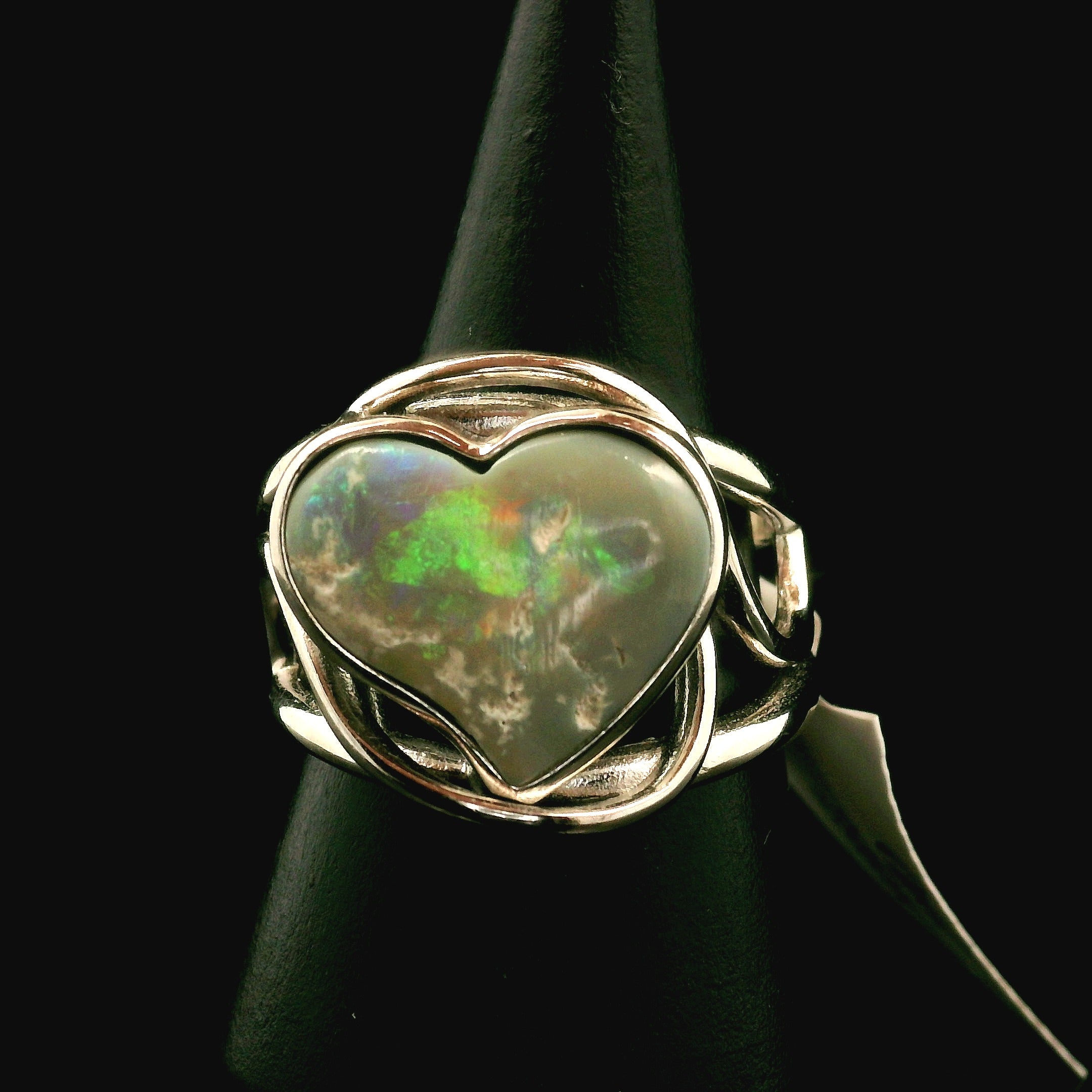 Ethiopian Opal Fantasy Cut Cuff Ring .925 Sterling Silver for Manifesting, Joy and Transformation