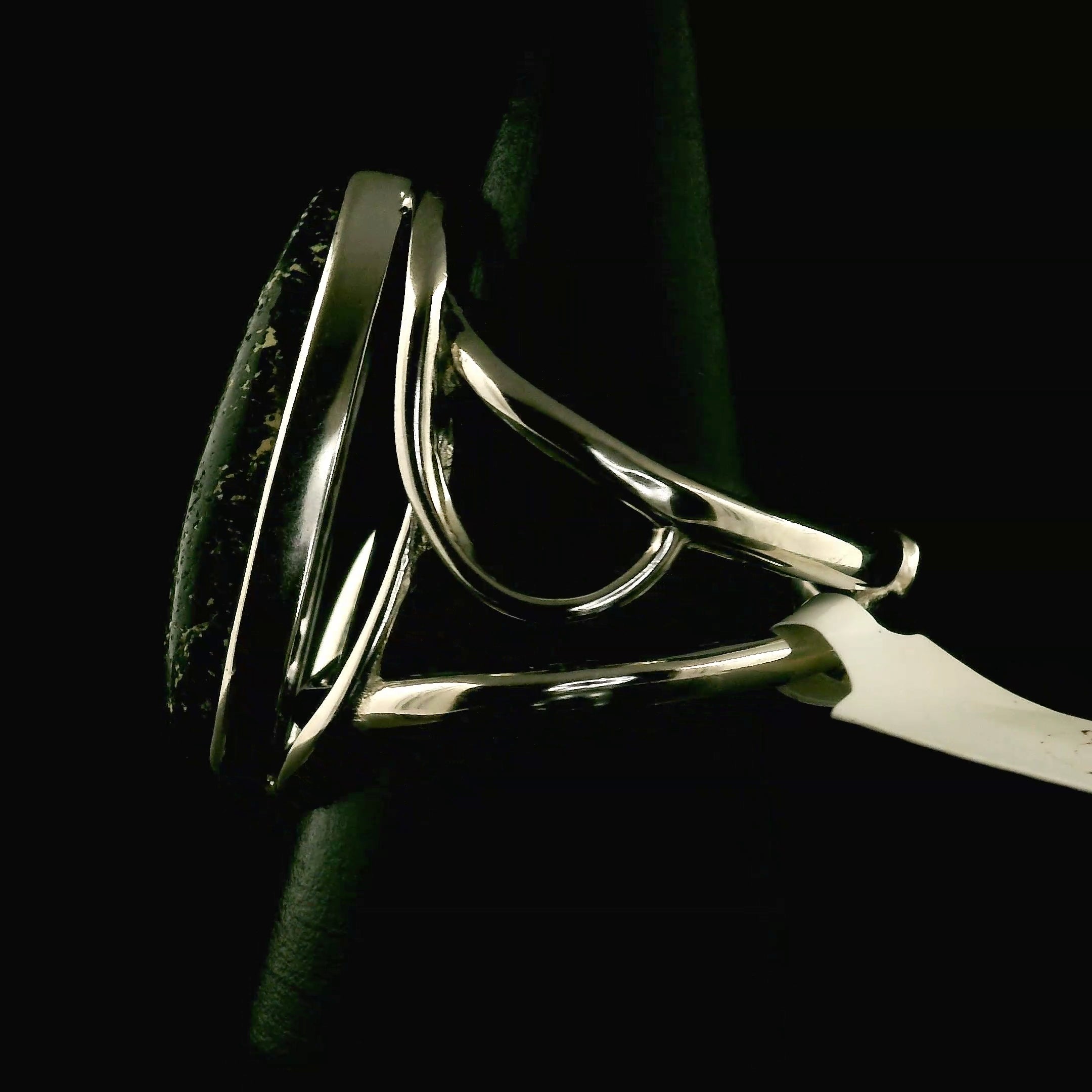 Leopard Opal Cuff Ring 925 Silver for Manifestation and Manifestation