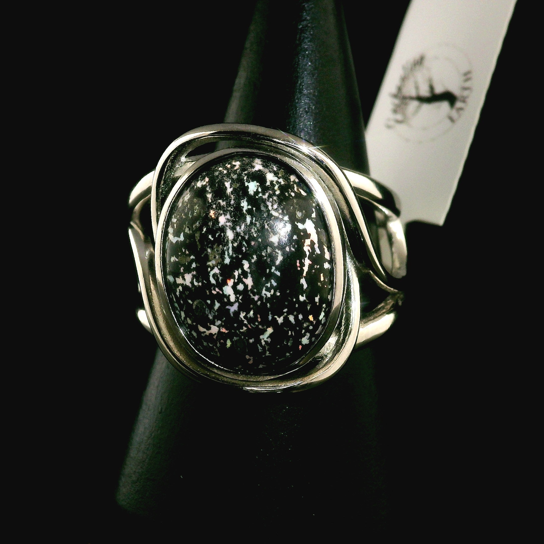 Leopard Opal Cuff Ring 925 Silver for Manifestation and Manifestation