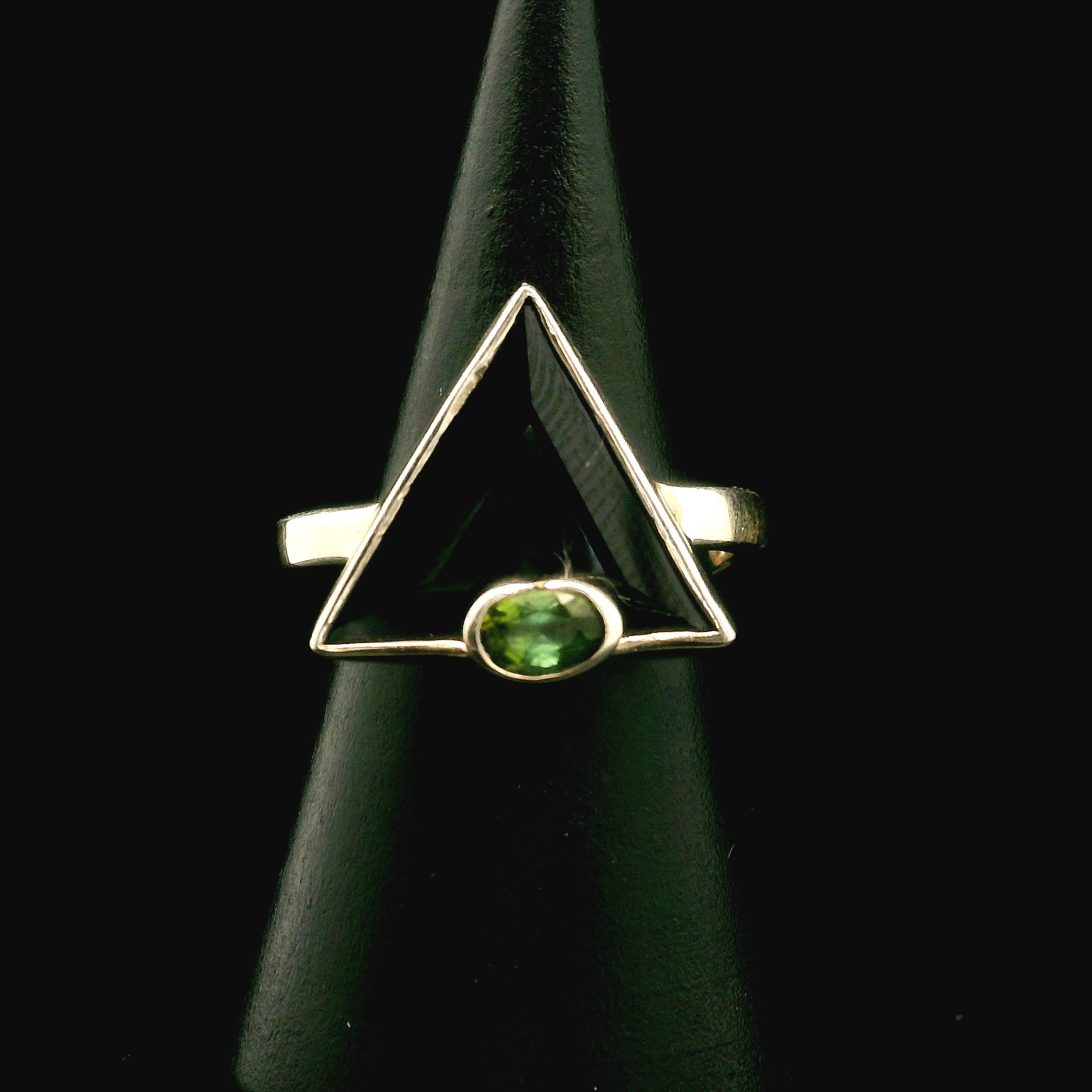 Black Spinel and Tourmaline Ring .925 Silver for Empowerment, Grounding and Protection