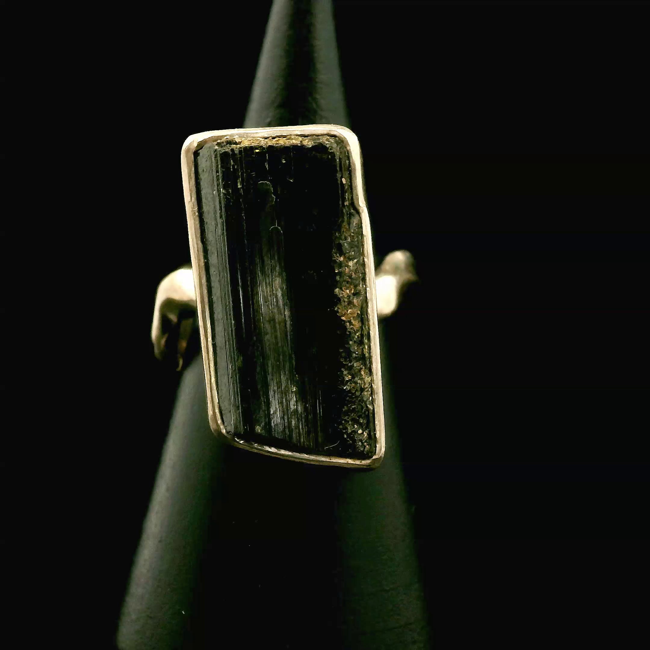 Black Tourmaline Ring .925 Silver for Protection and Energetic Purification