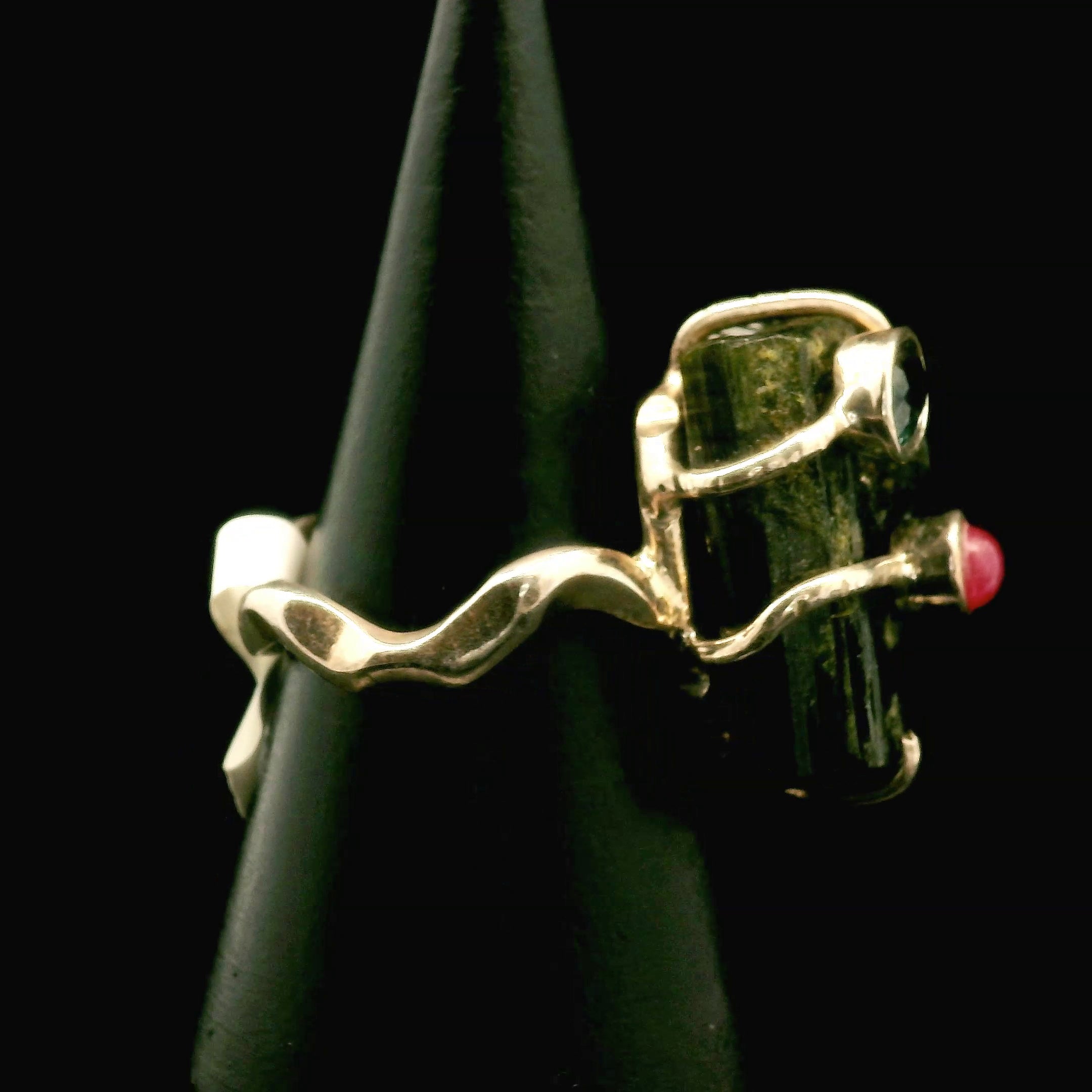 Black Tourmaline Ring .925 Silver for Protection and Energetic Purification