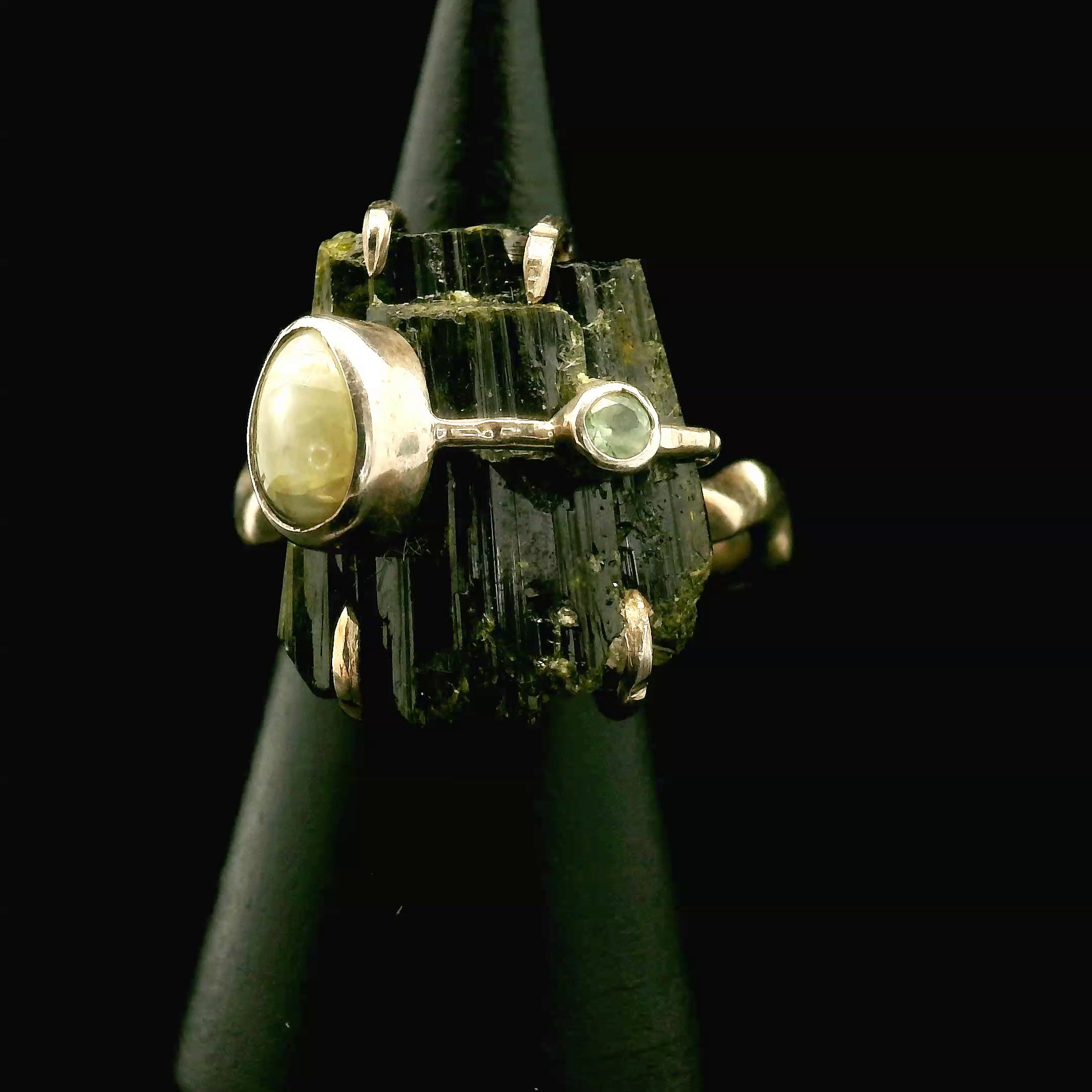 Black Tourmaline Ring .925 Silver for Protection and Energetic Purification