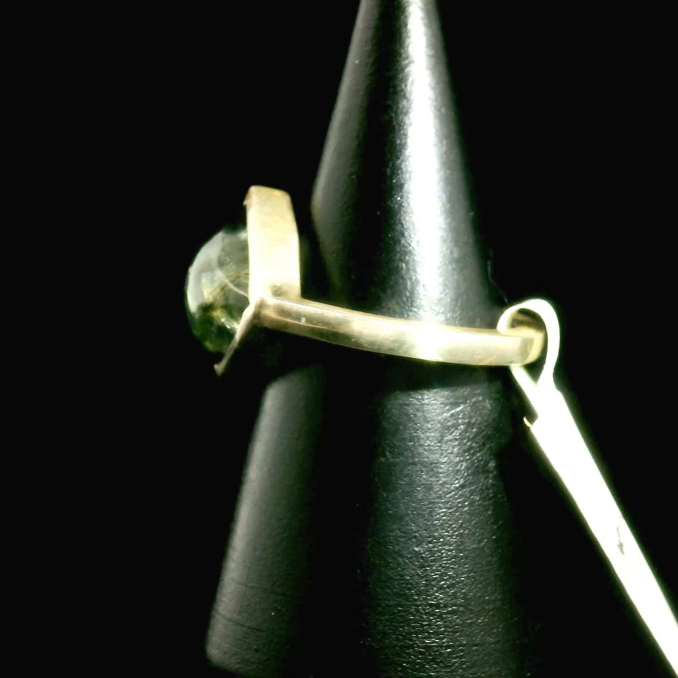 Aquamarine and Tourmaline Ring .925 Silver for Improved Communication and Peace