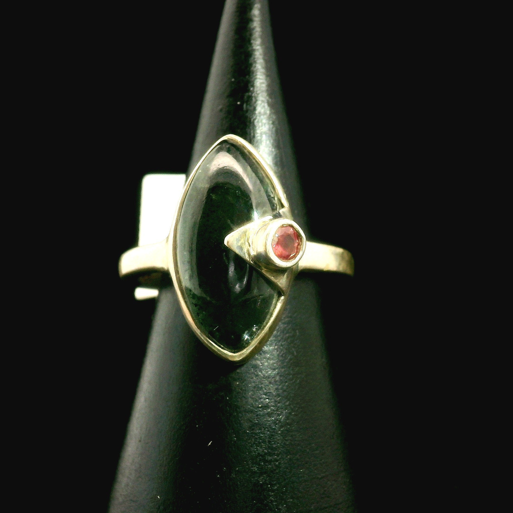 Aquamarine and Tourmaline Ring .925 Silver for Improved Communication and Peace