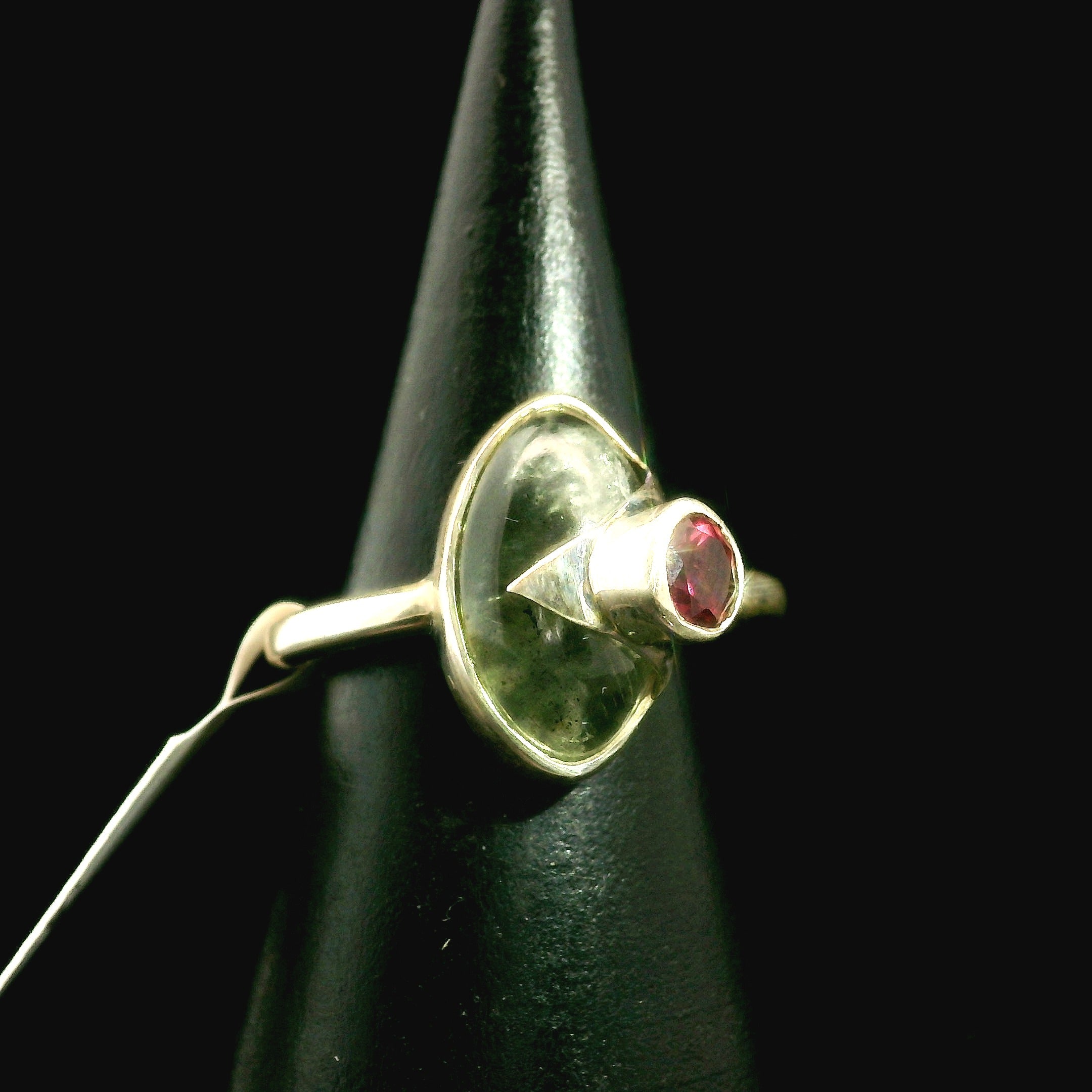 Aquamarine and Tourmaline Ring .925 Silver for Improved Communication and Peace