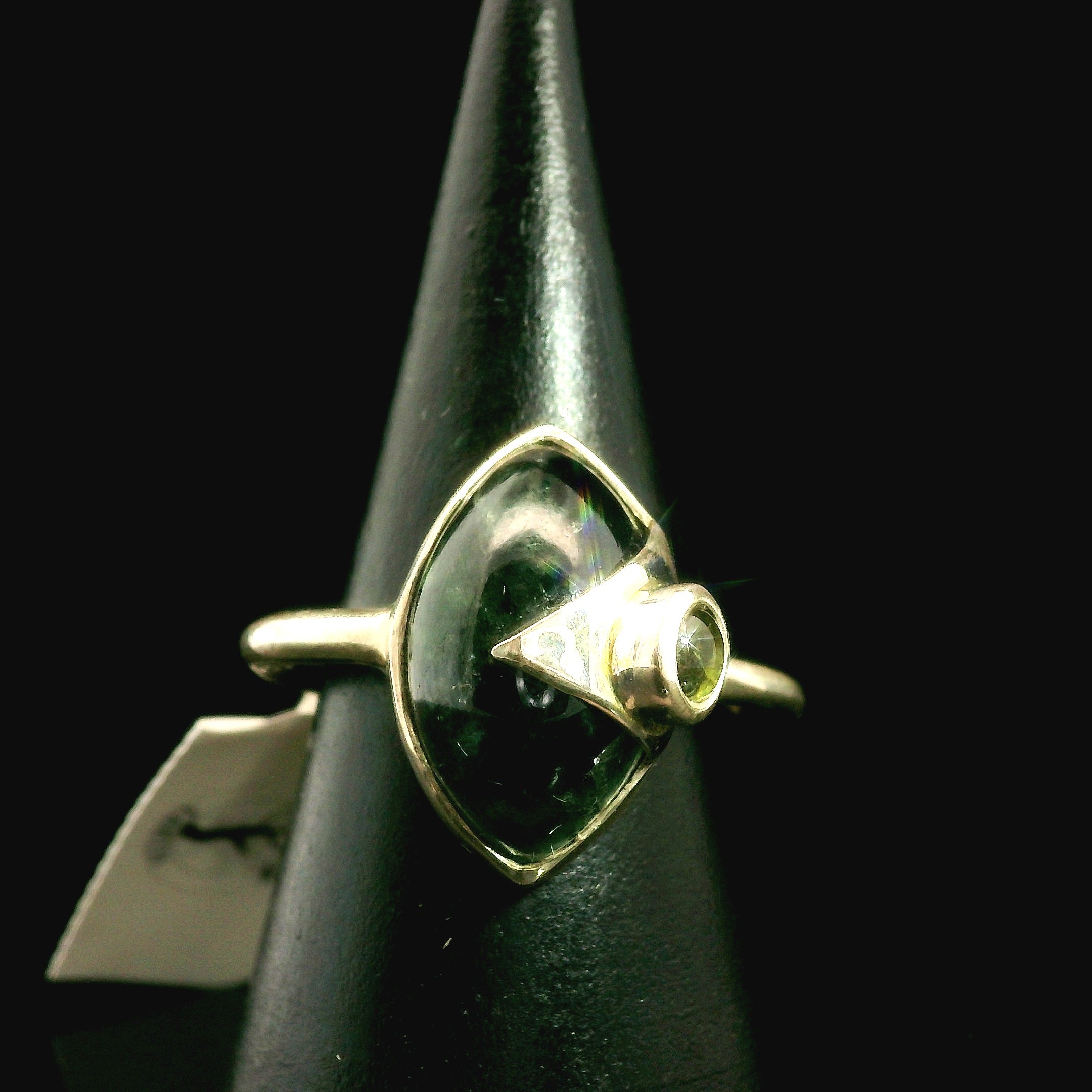 Aquamarine and Tourmaline Ring .925 Silver for Improved Communication and Peace