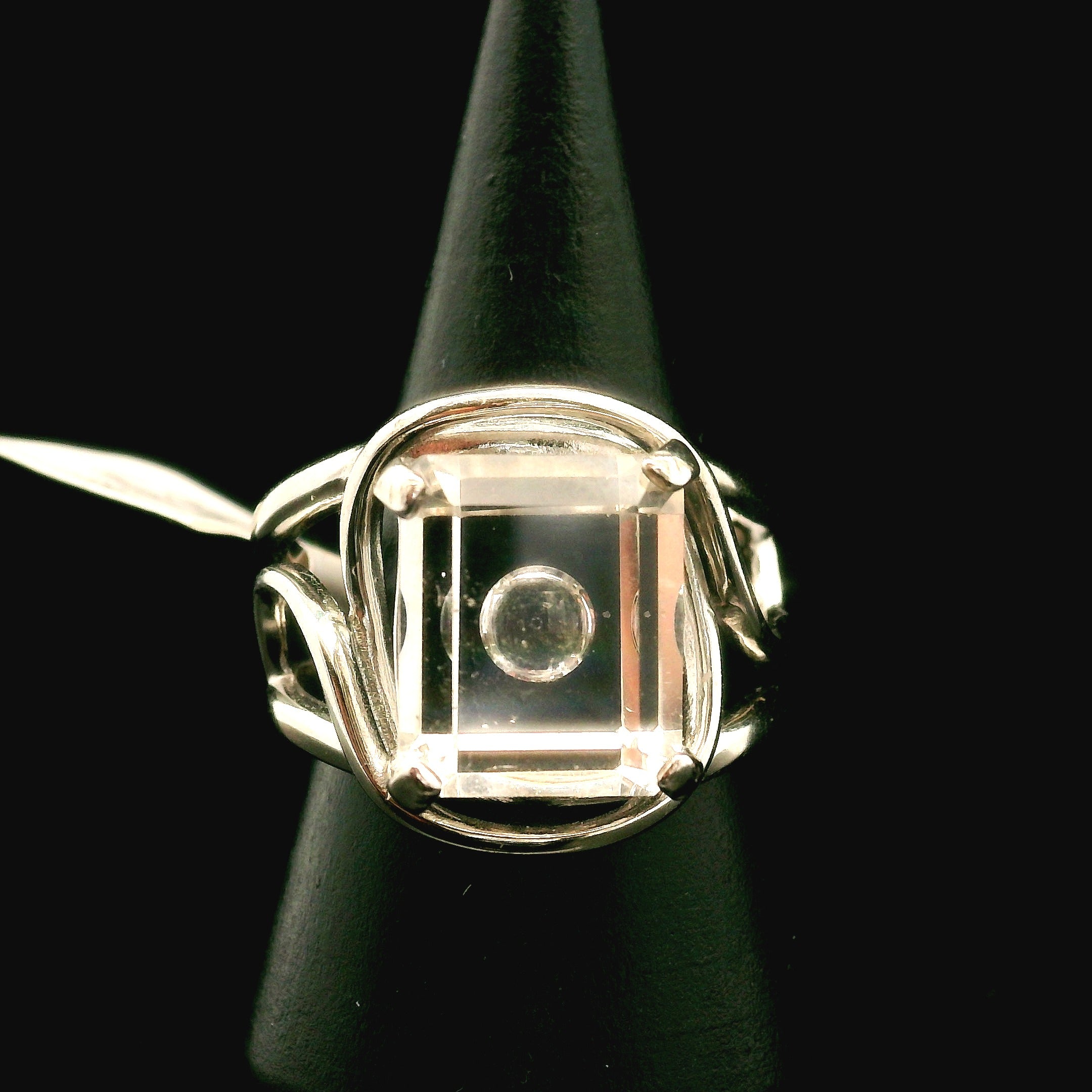Herkimer Quartz Faceted Cuff Ring .925 Silver for Healing, Intention Setting and Manifesting your Desires