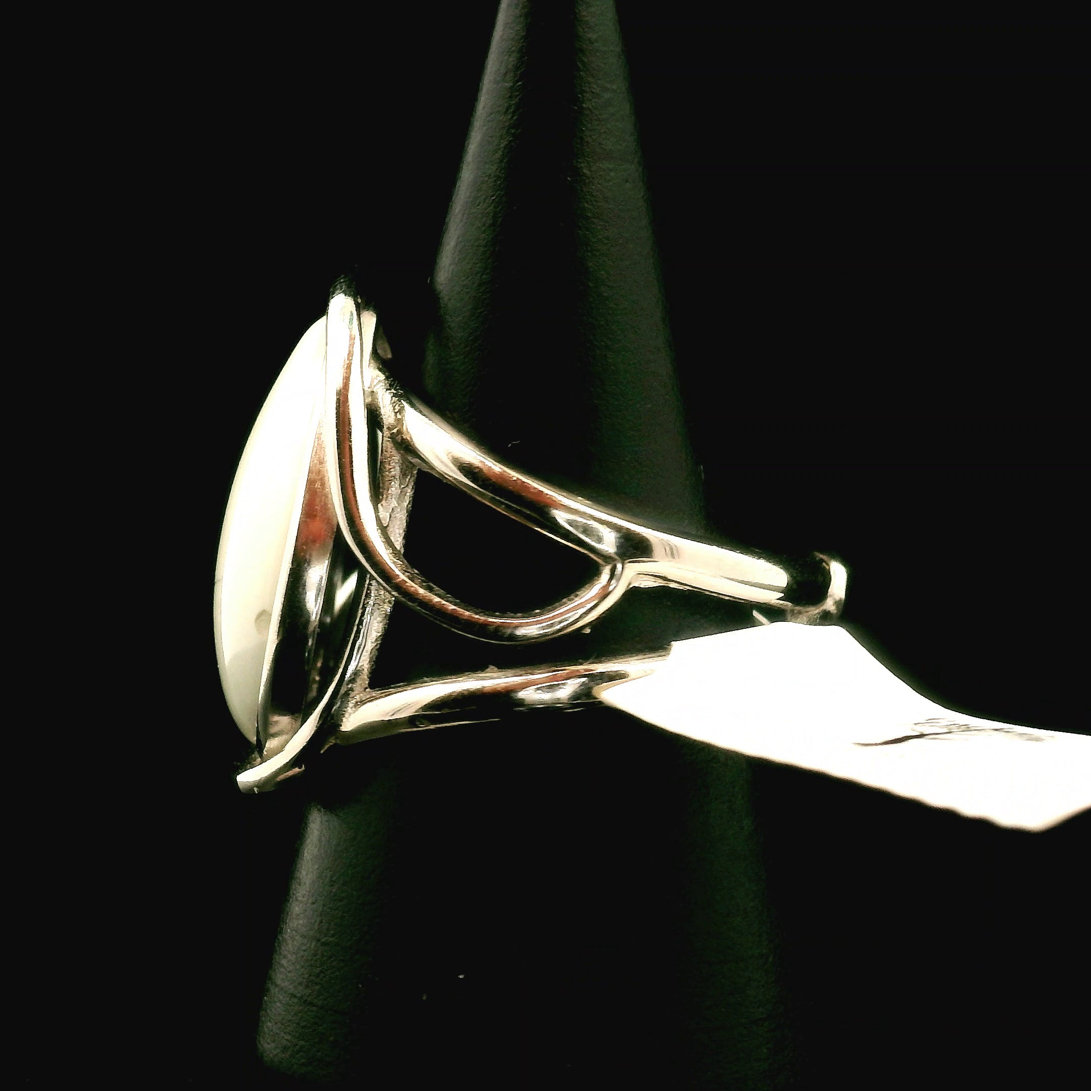 White Buffalo Cuff Ring in .925 Silver for Promoting Creativity, Hope, New Ideas & Positivity