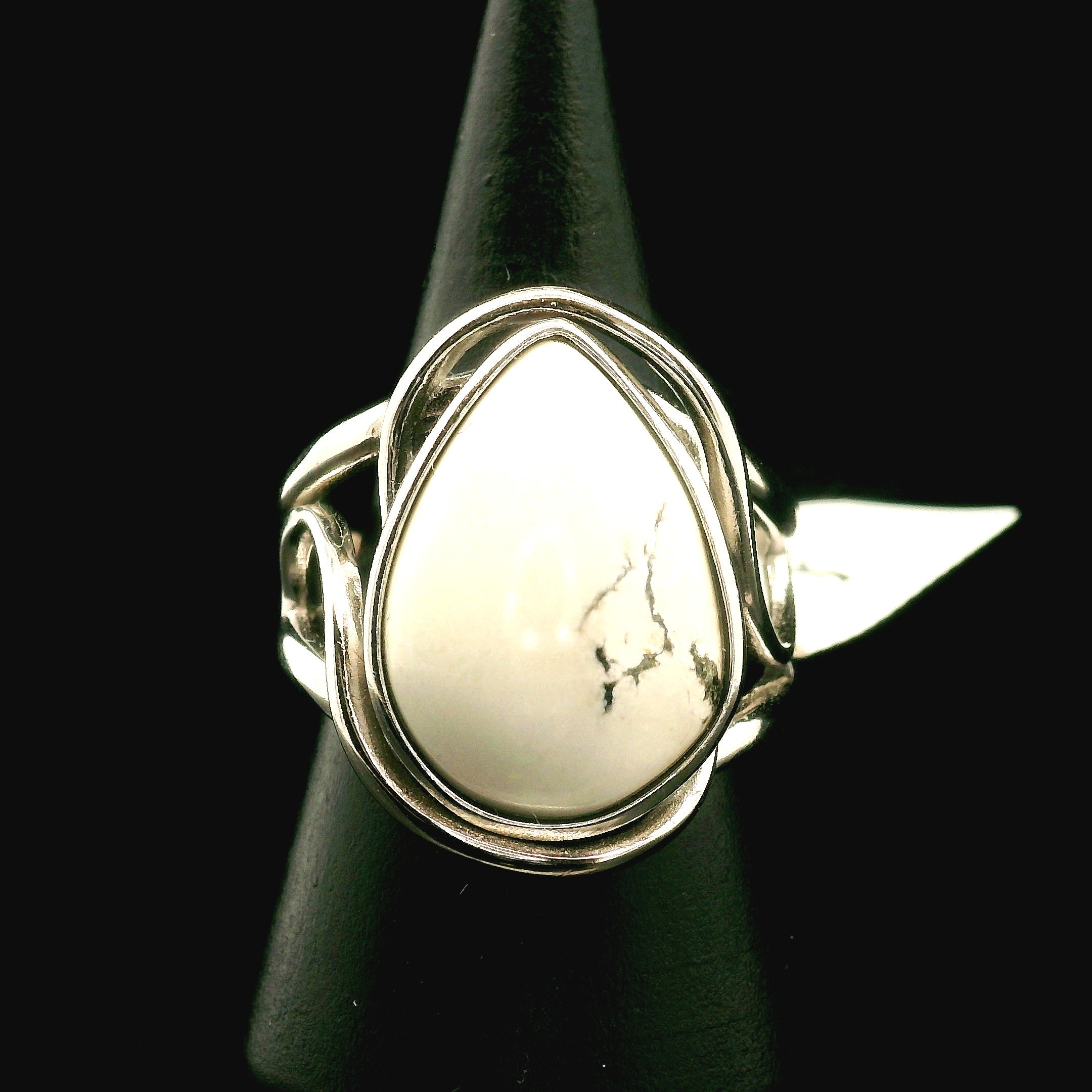 White Buffalo Cuff Ring in .925 Silver for Promoting Creativity, Hope, New Ideas & Positivity