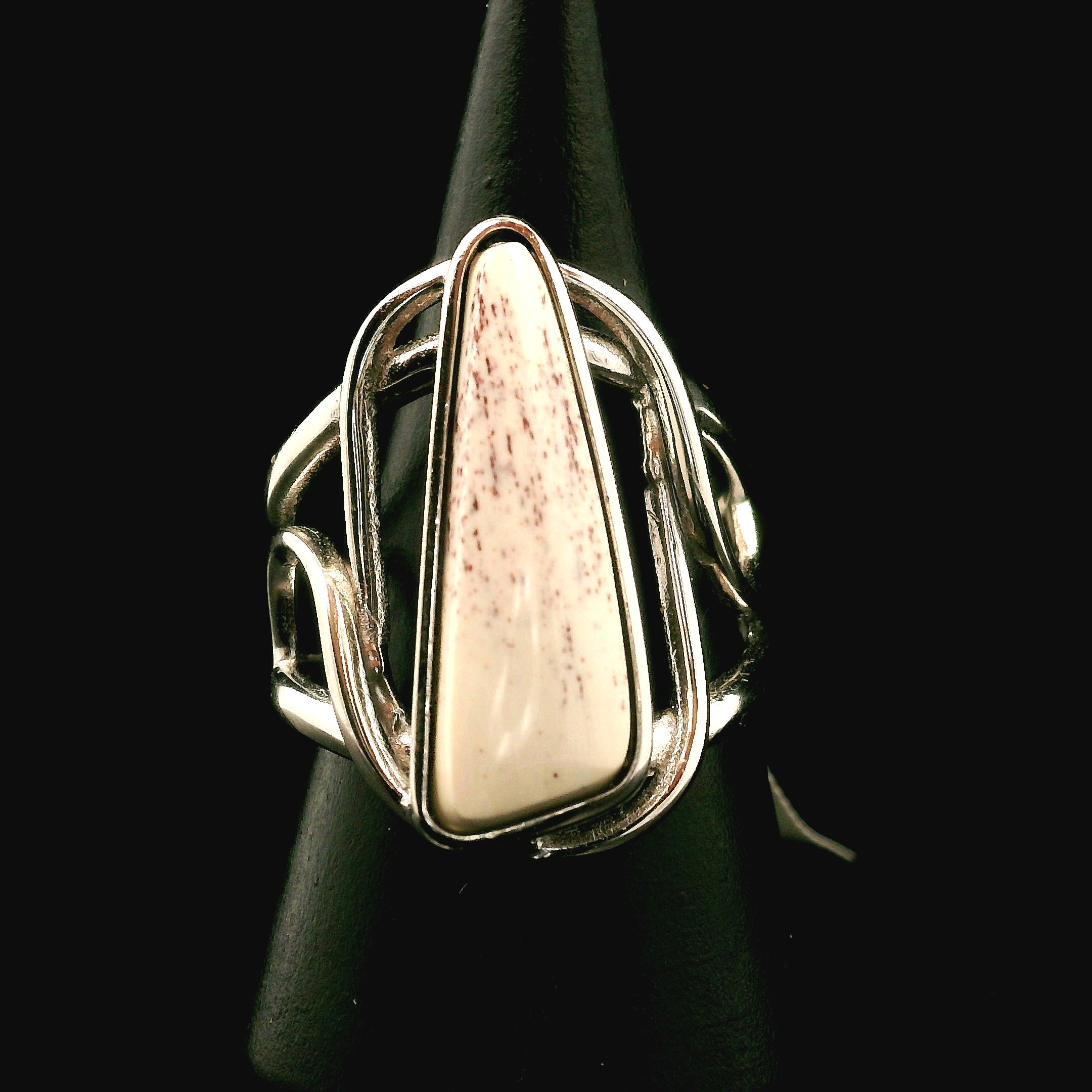 Angel Wing Alunite Cuff Ring 925 Silver for Angelic Connection, Harmony and Guidance