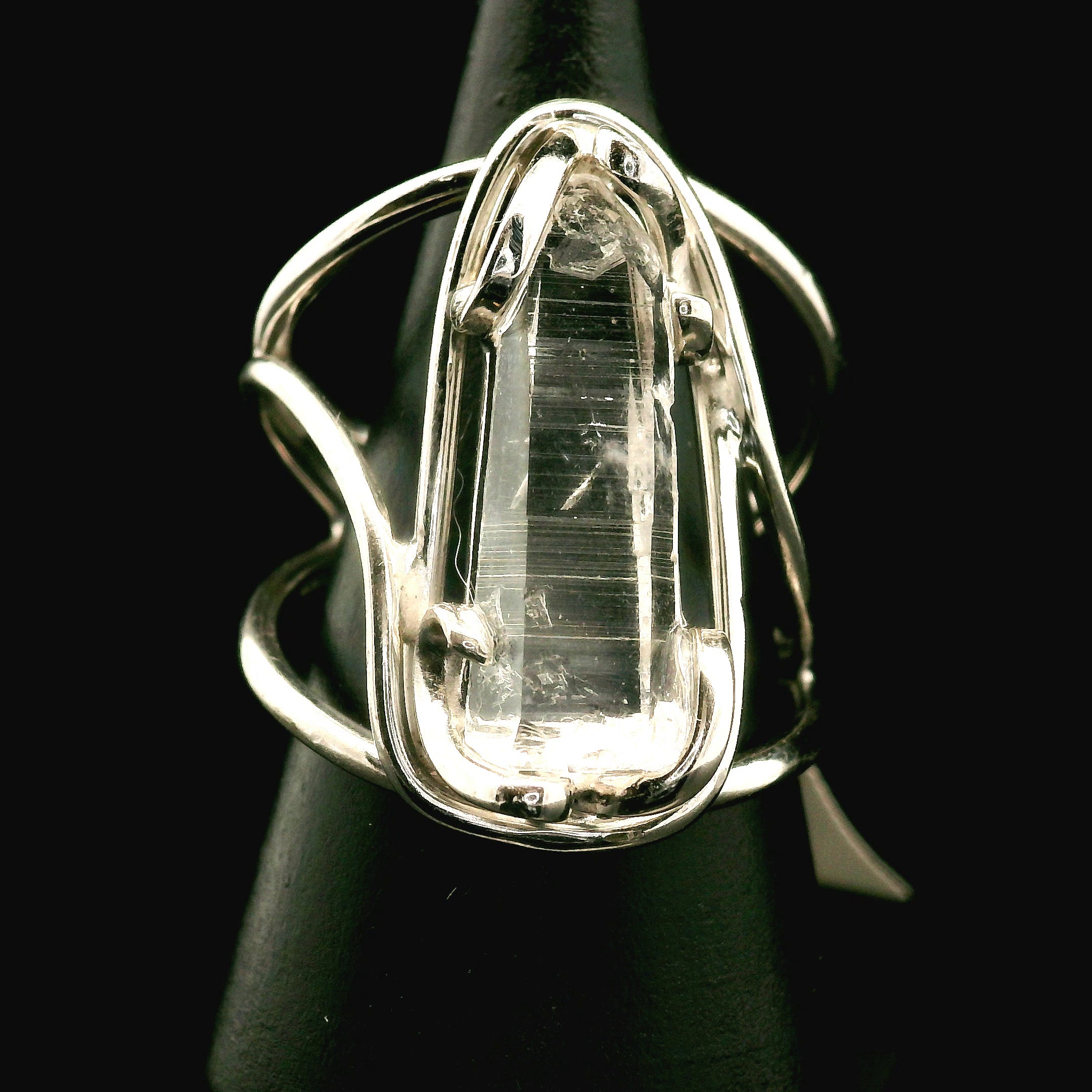 Lemurian Quartz Cuff Ring .925 Silver for Healing, Intention Setting and Manifesting your Desires