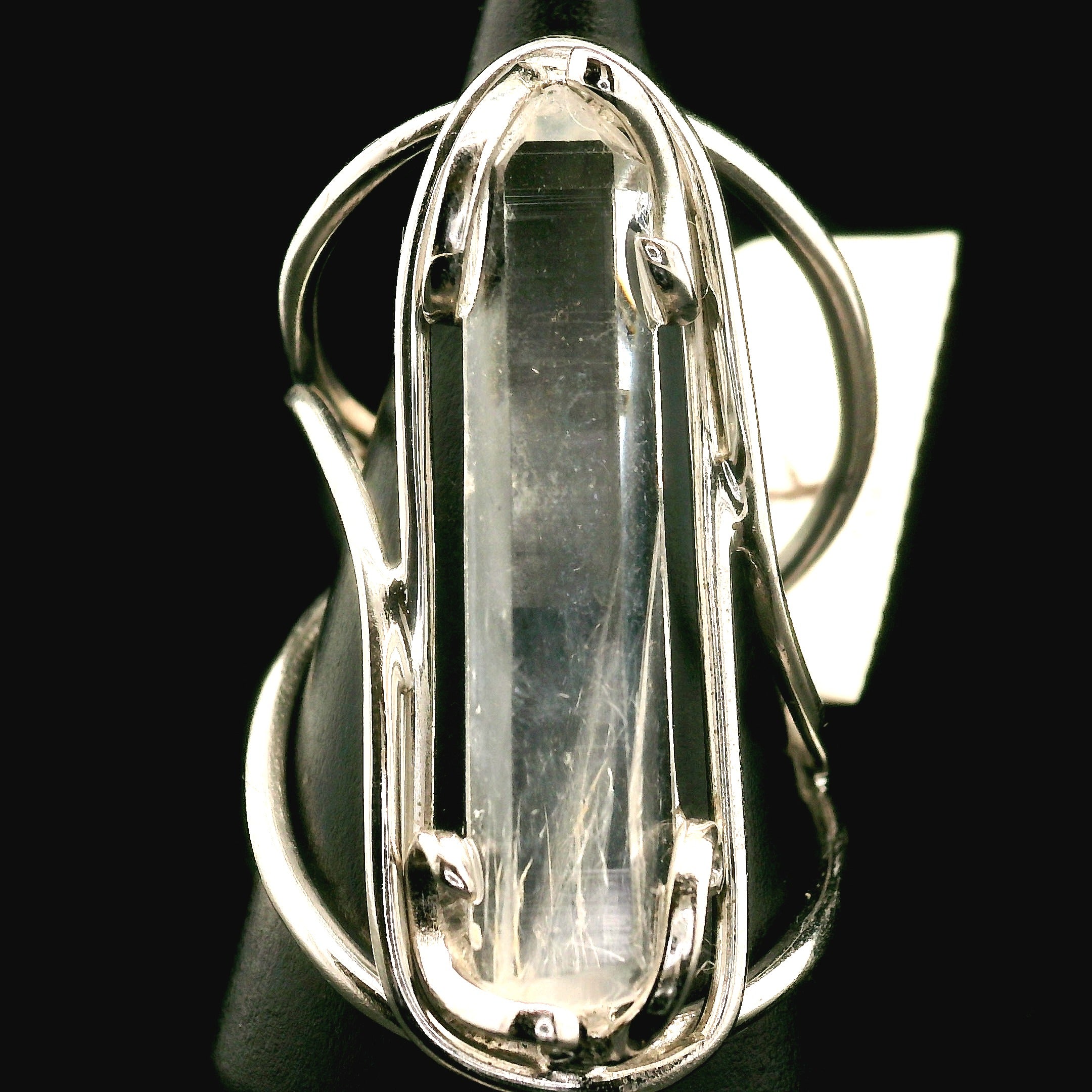 Lemurian Quartz Cuff Ring .925 Silver for Healing, Intention Setting and Manifesting your Desires