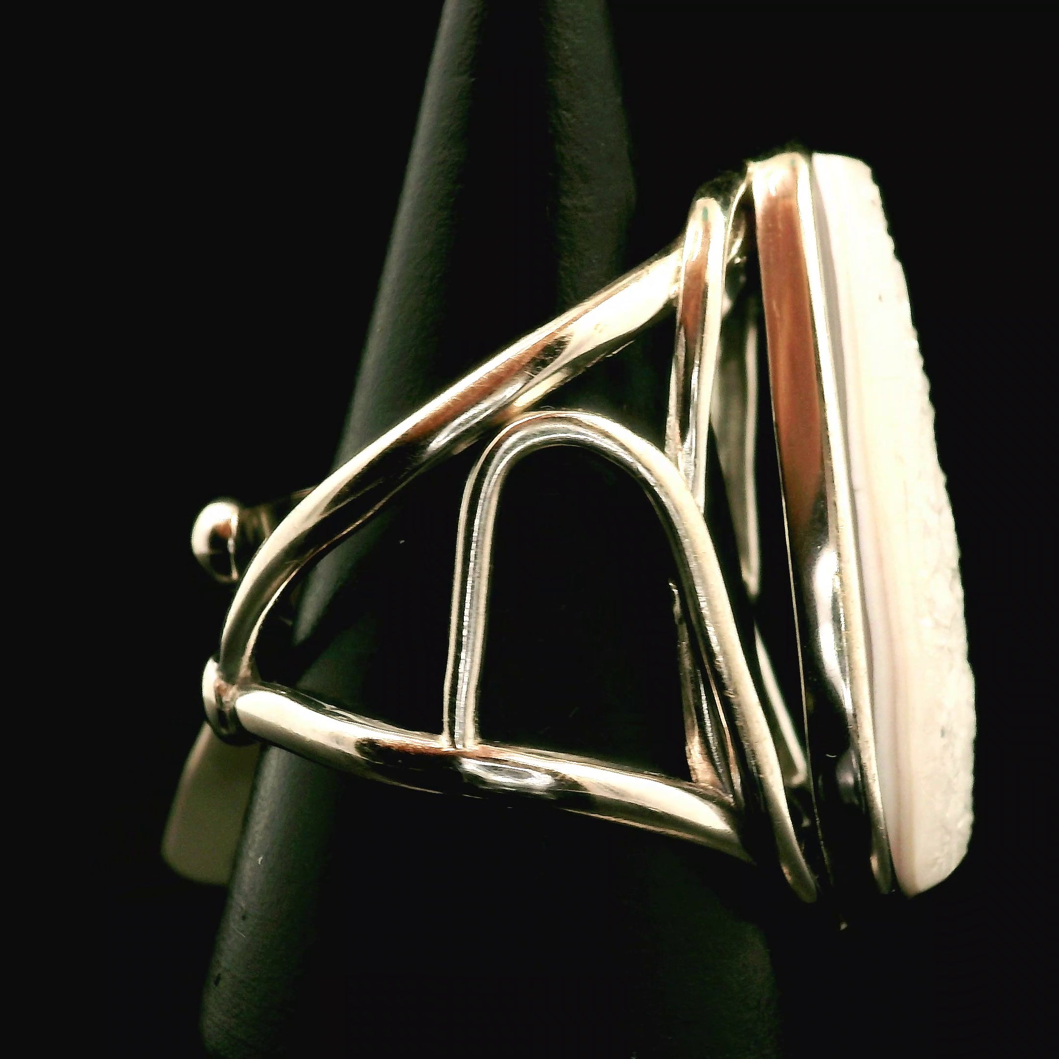 Druzy Quartz Cuff Ring .925 Silver for Healing, Intention Setting and Manifesting your Desires