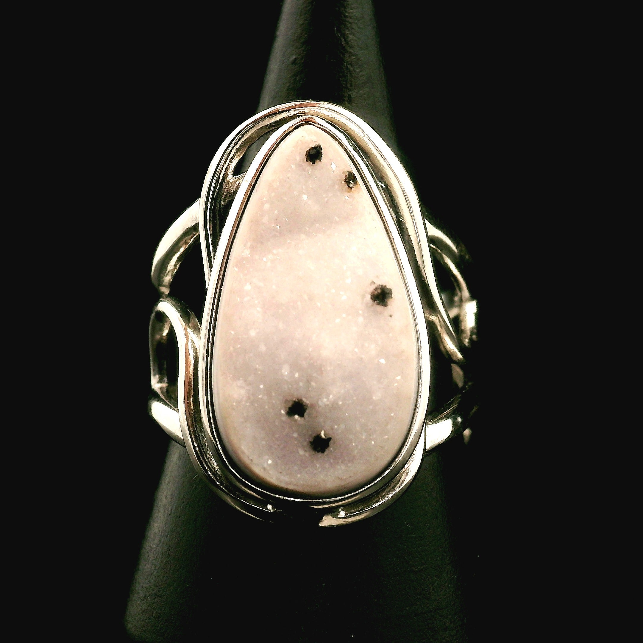 Druzy Quartz Cuff Ring .925 Silver for Healing, Intention Setting and Manifesting your Desires