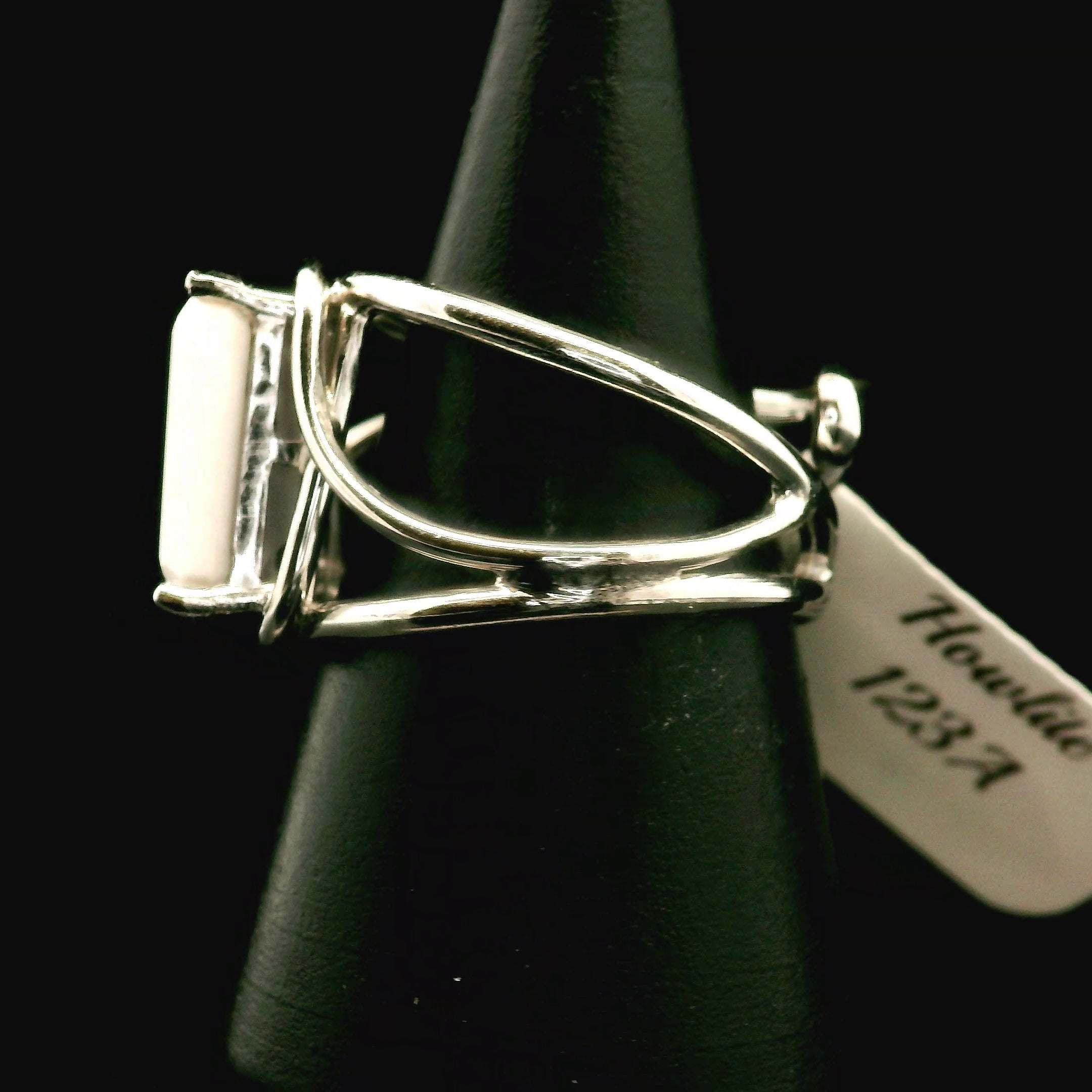 Howlite Faceted Cuff Ring .925 Silver for Awareness, Calmness and Wisdom