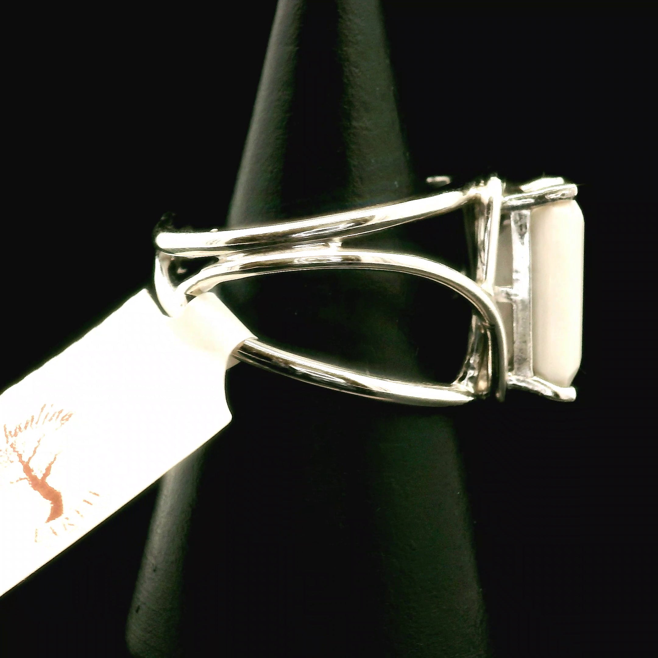 Howlite Faceted Cuff Ring .925 Silver for Awareness, Calmness and Wisdom