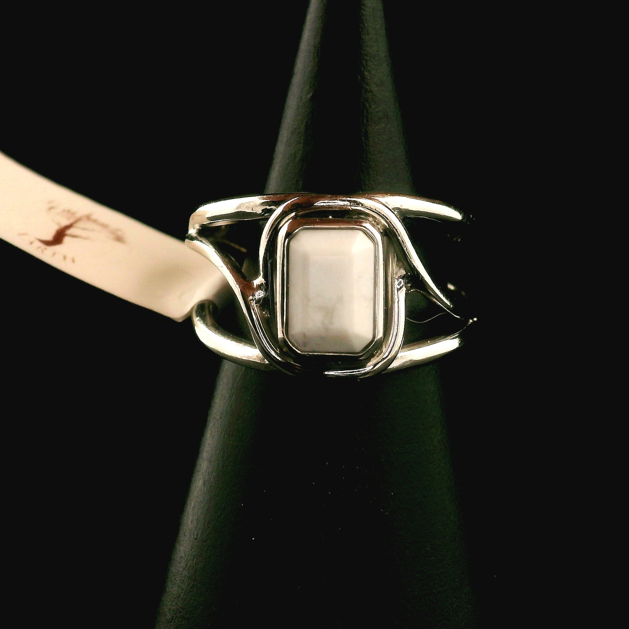 Howlite Faceted Midi Cuff Ring .925 Silver for Awareness, Calmness and Wisdom