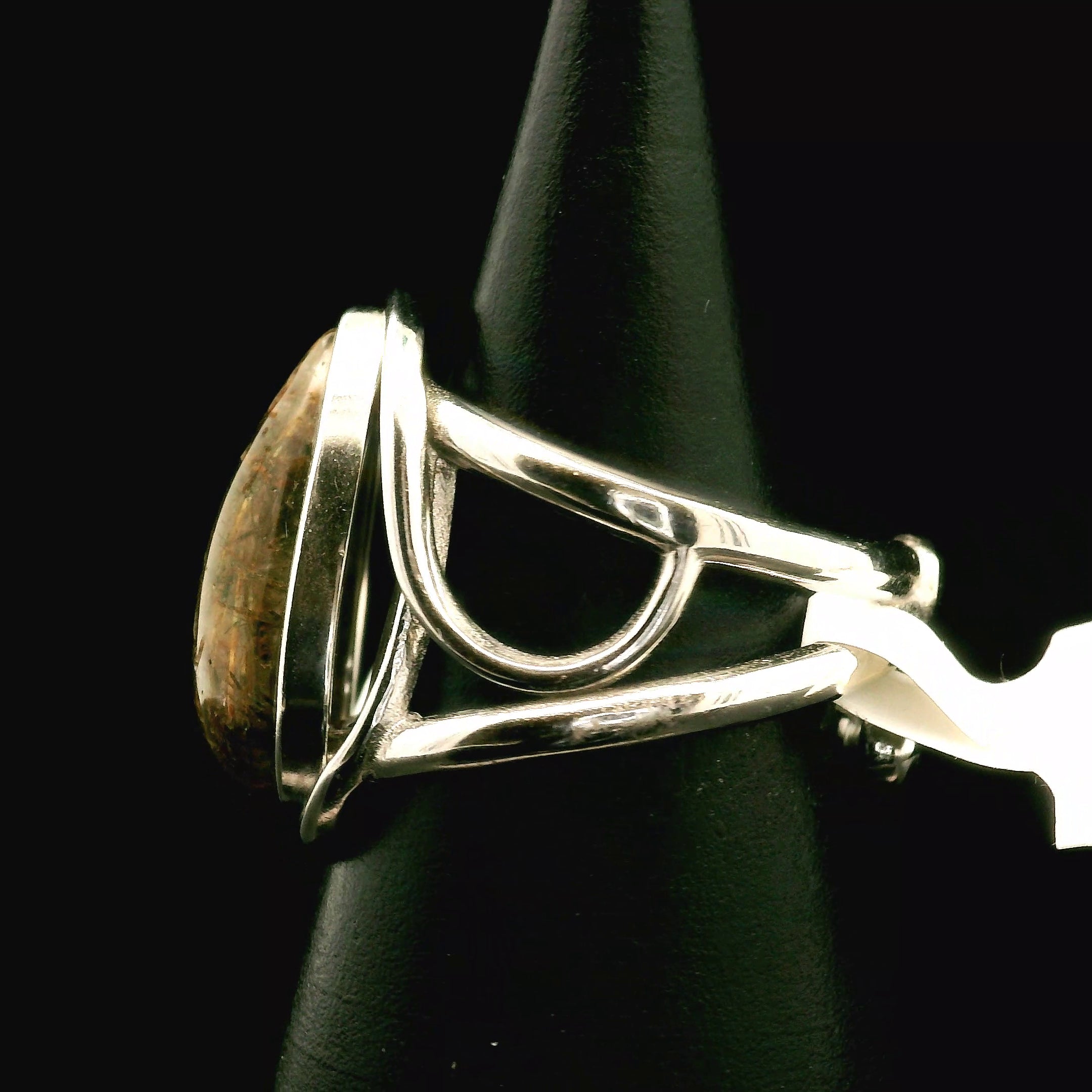 Gold and Green Rutile Cuff Ring .925 Silver for Insight, Meditation & Shamanic Journey