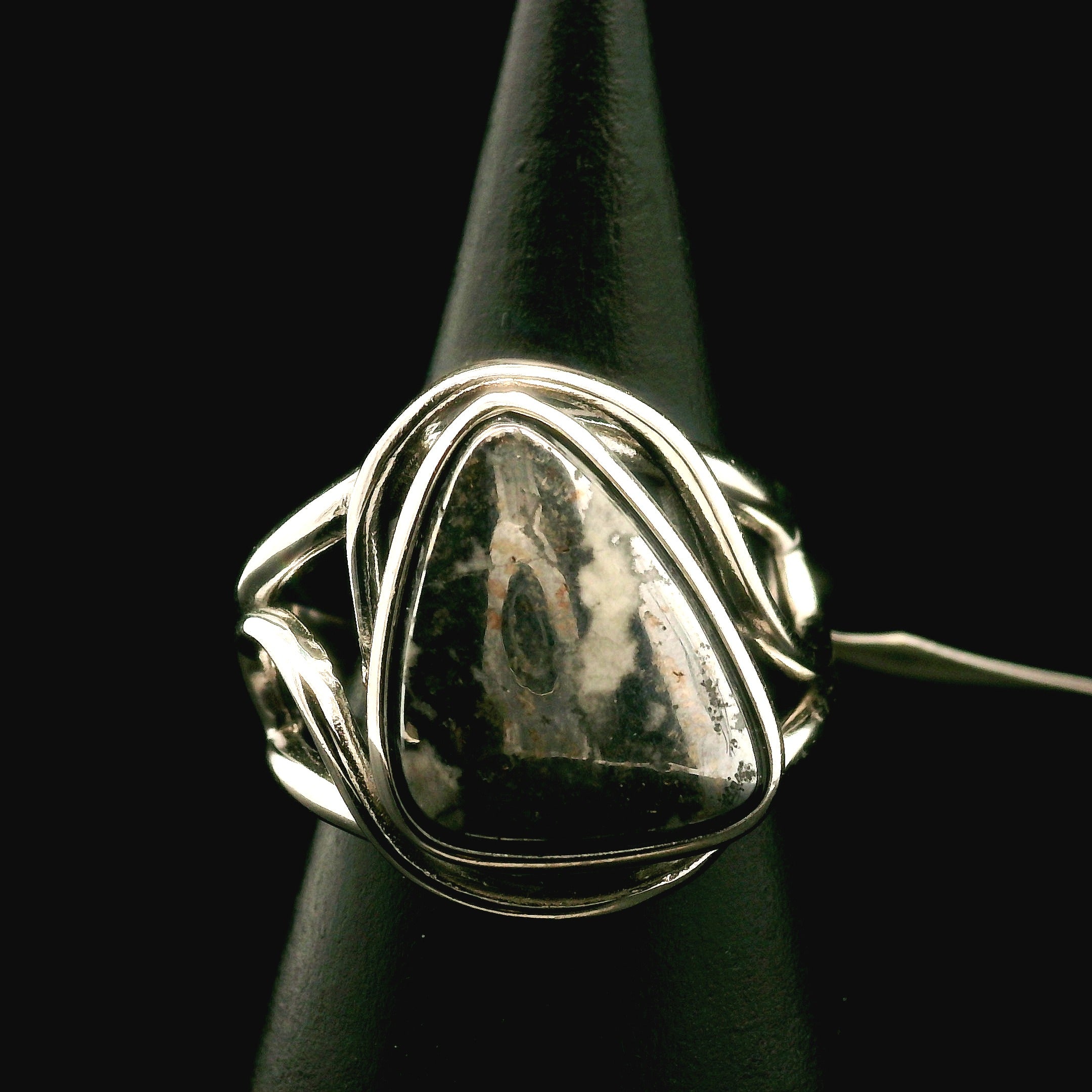 Silver in Quartz Cuff Ring .925 Silver for Clearing Energy, Manifestation and Protection