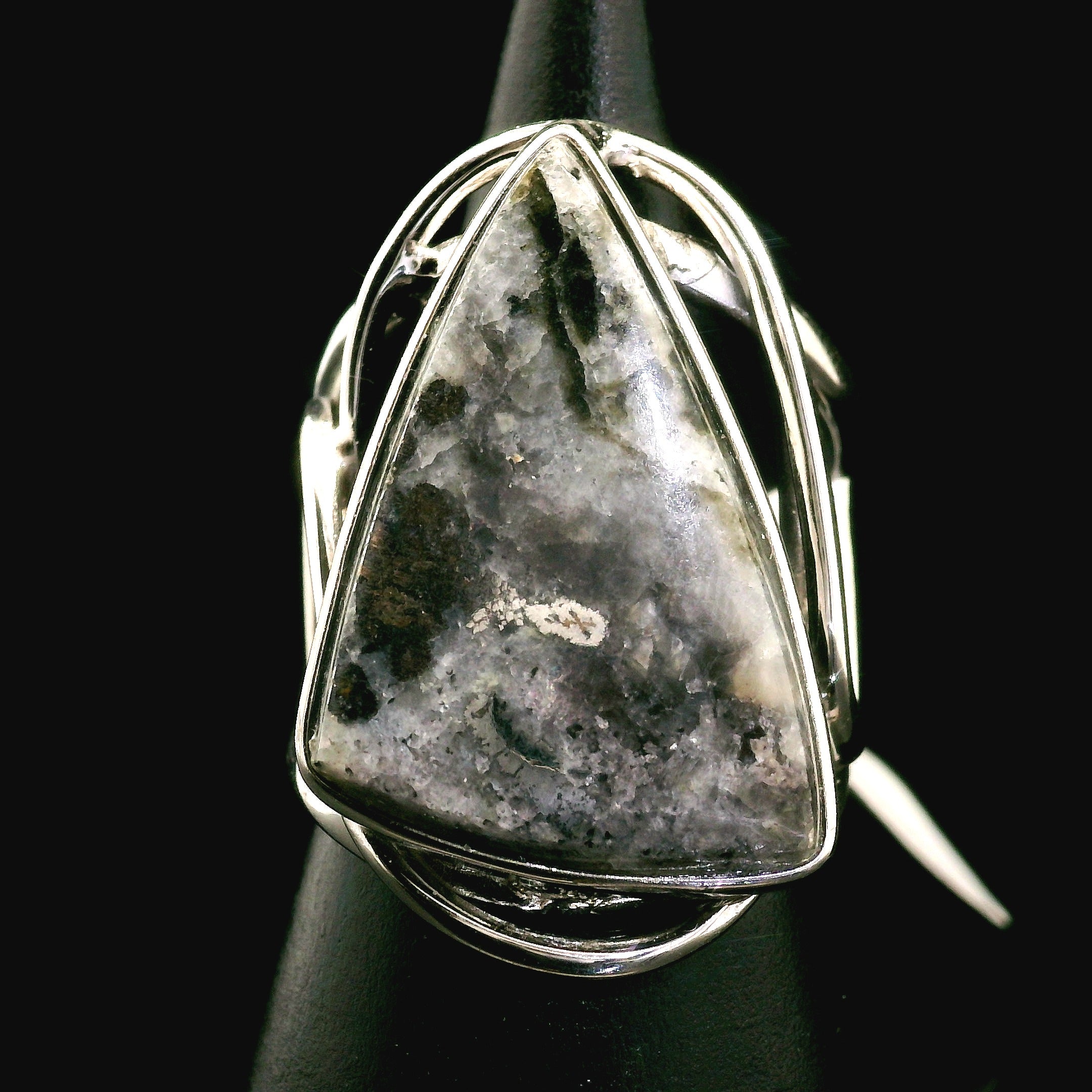 Silver in Quartz Cuff Ring .925 Silver for Clearing Energy, Manifestation and Protection