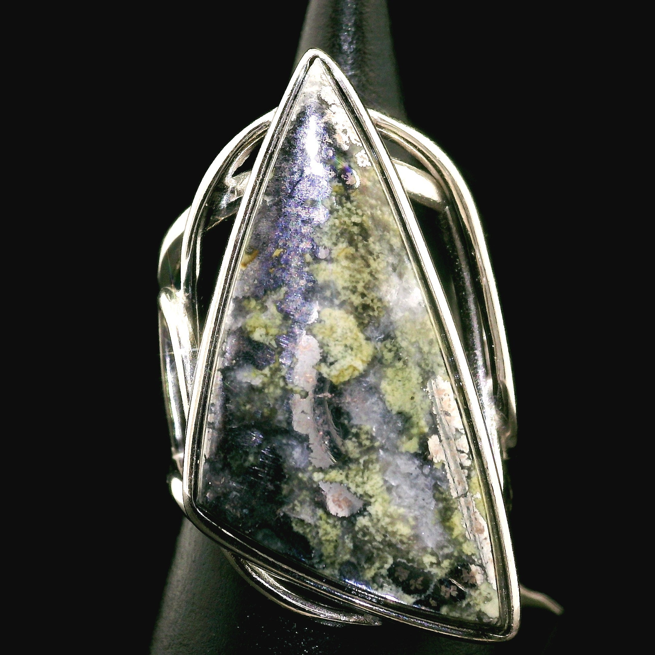 Silver in Quartz Cuff Ring .925 Silver for Clearing Energy, Manifestation and Protection