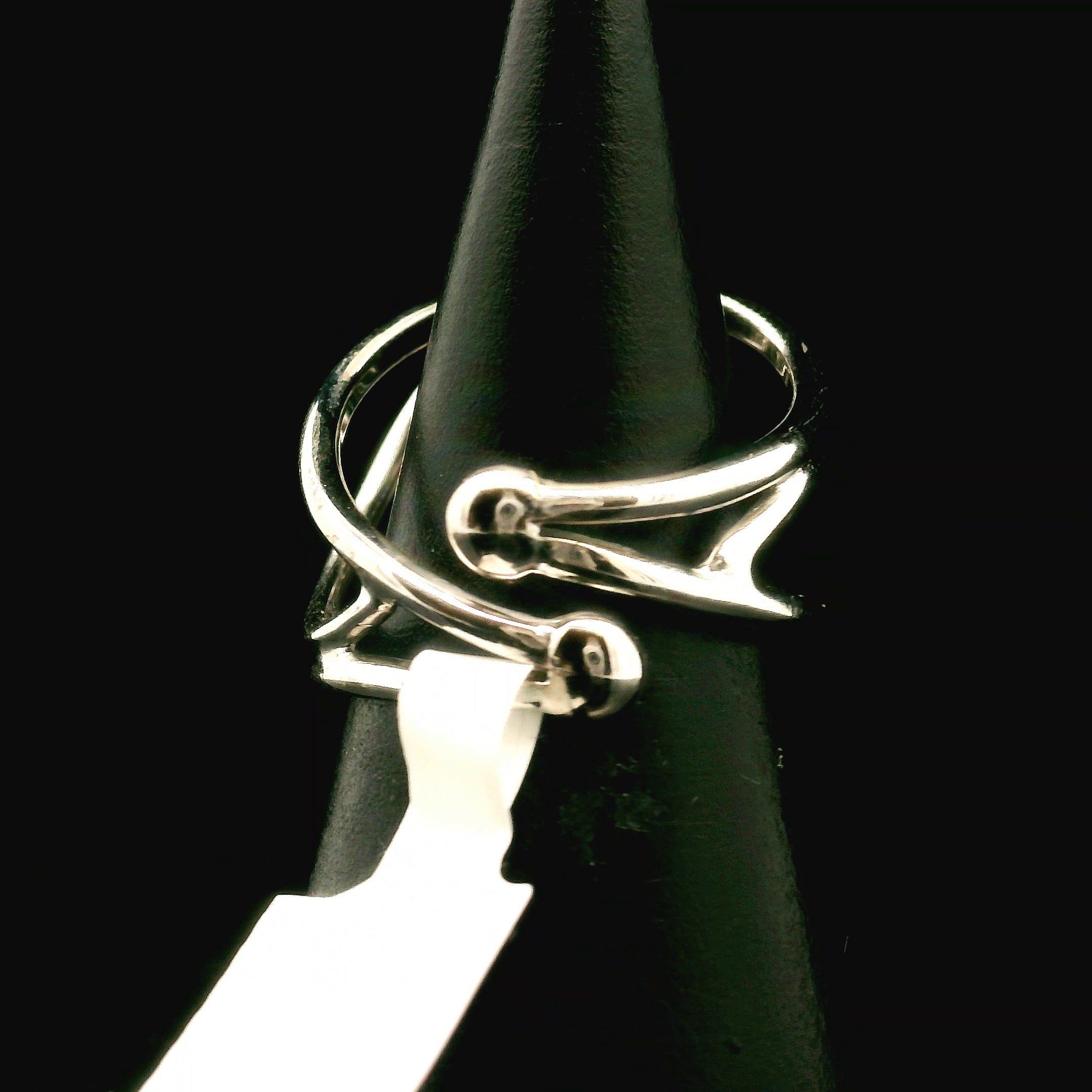 Polish Flint Faceted Cuff Ring .925 Silver for Powerful Protection Against Negative Energy