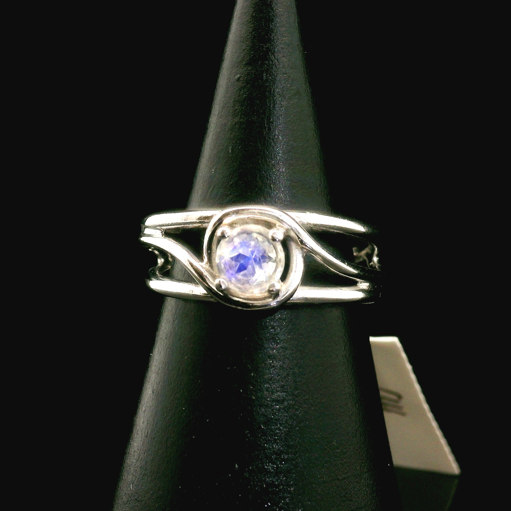 Rainbow Moonstone Faceted Midi Cuff Ring .925 Silver for New Beginnings, Protection and Manifestation