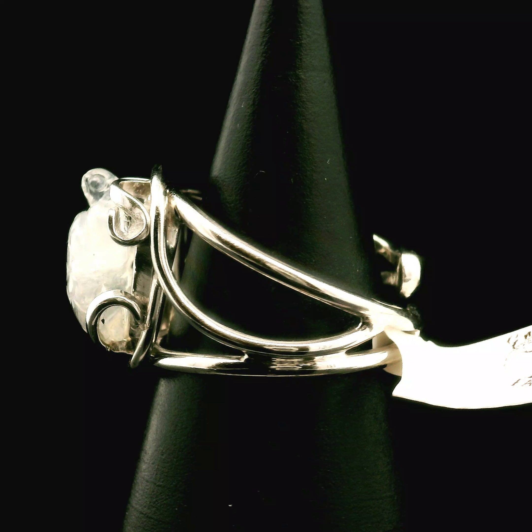 Rainbow Moonstone Turtle Cuff Ring .925 Silver for New Beginnings, Protection and Manifestation