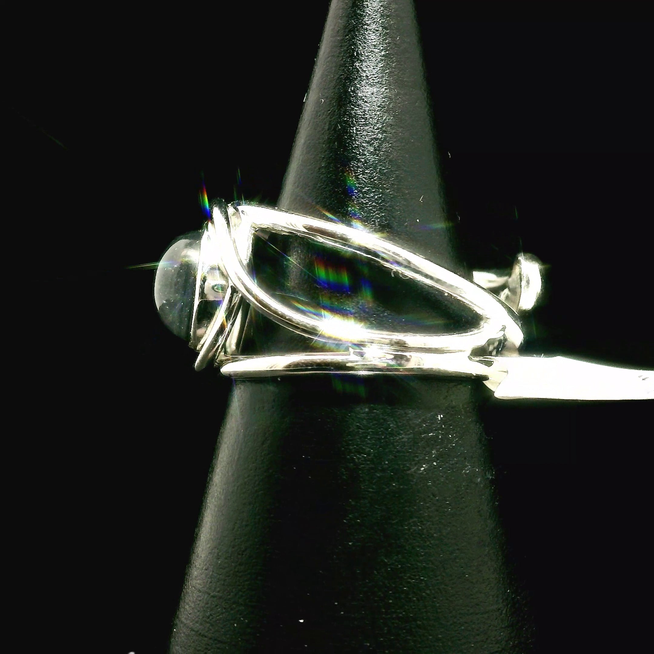 Silver in Quartz Cuff Ring .925 Silver for Clearing Energy, Manifestation and Protection