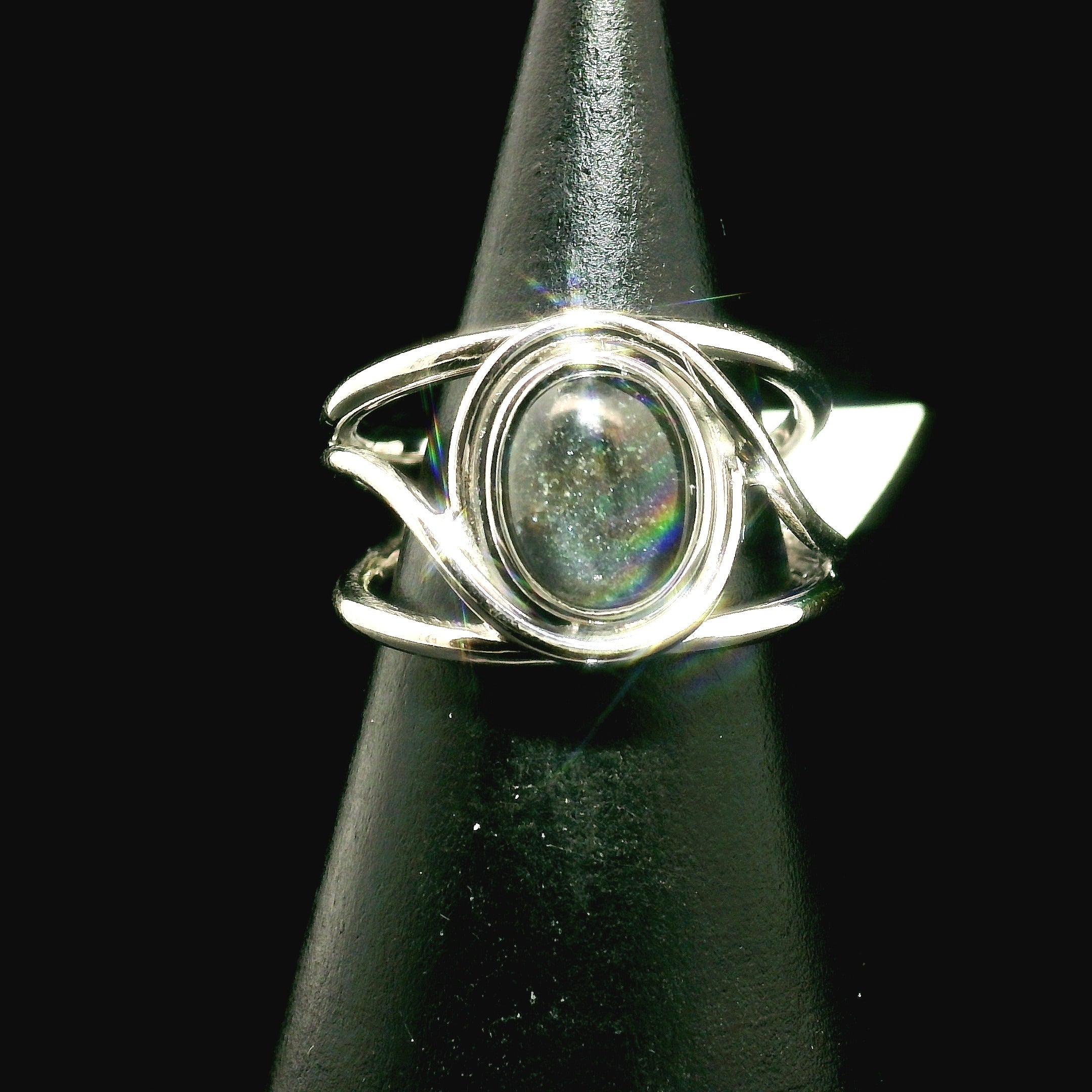 Silver in Quartz Cuff Ring .925 Silver for Clearing Energy, Manifestation and Protection